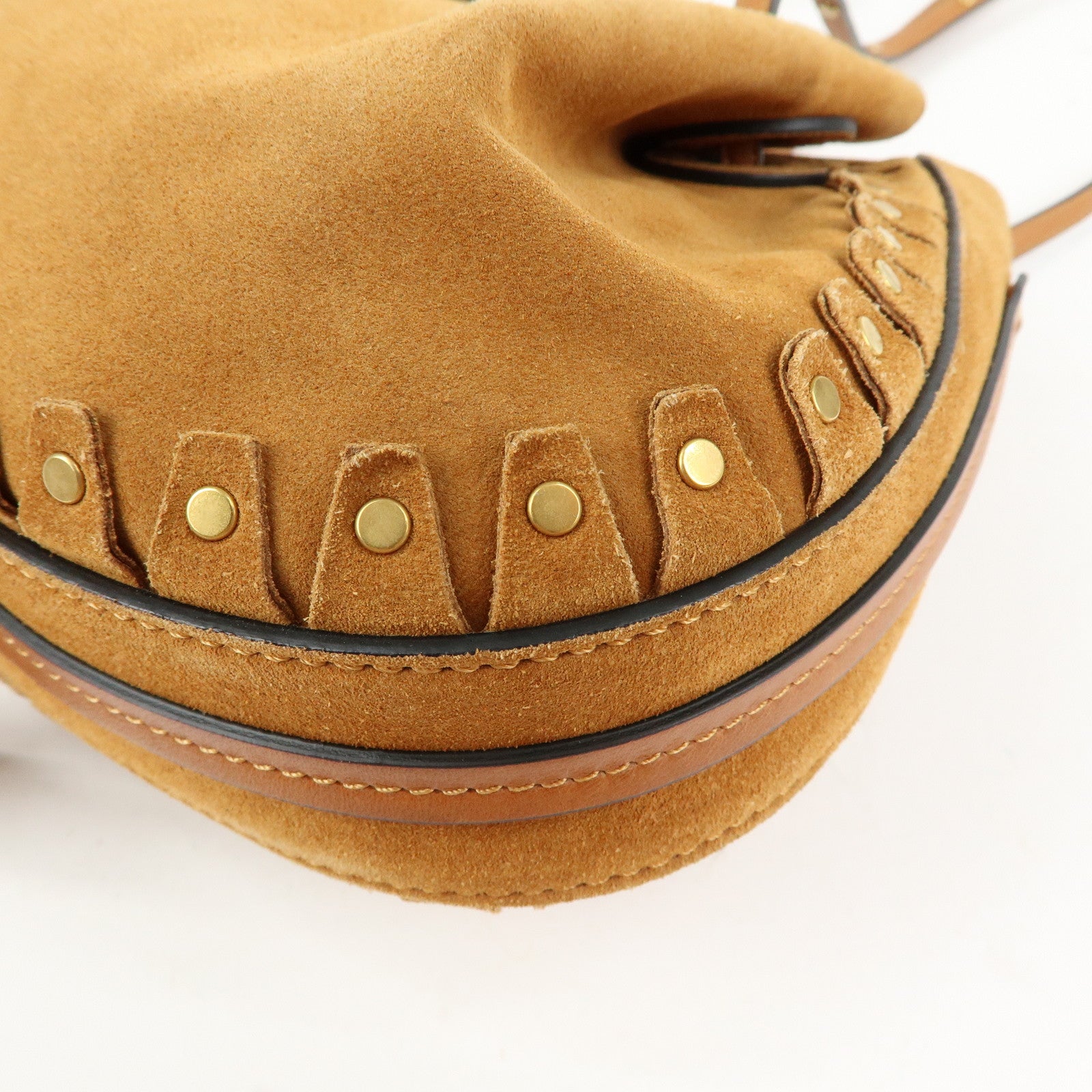 Chloe Suede Leather Tassel Shoulder Bag Crossbody Bag Brown