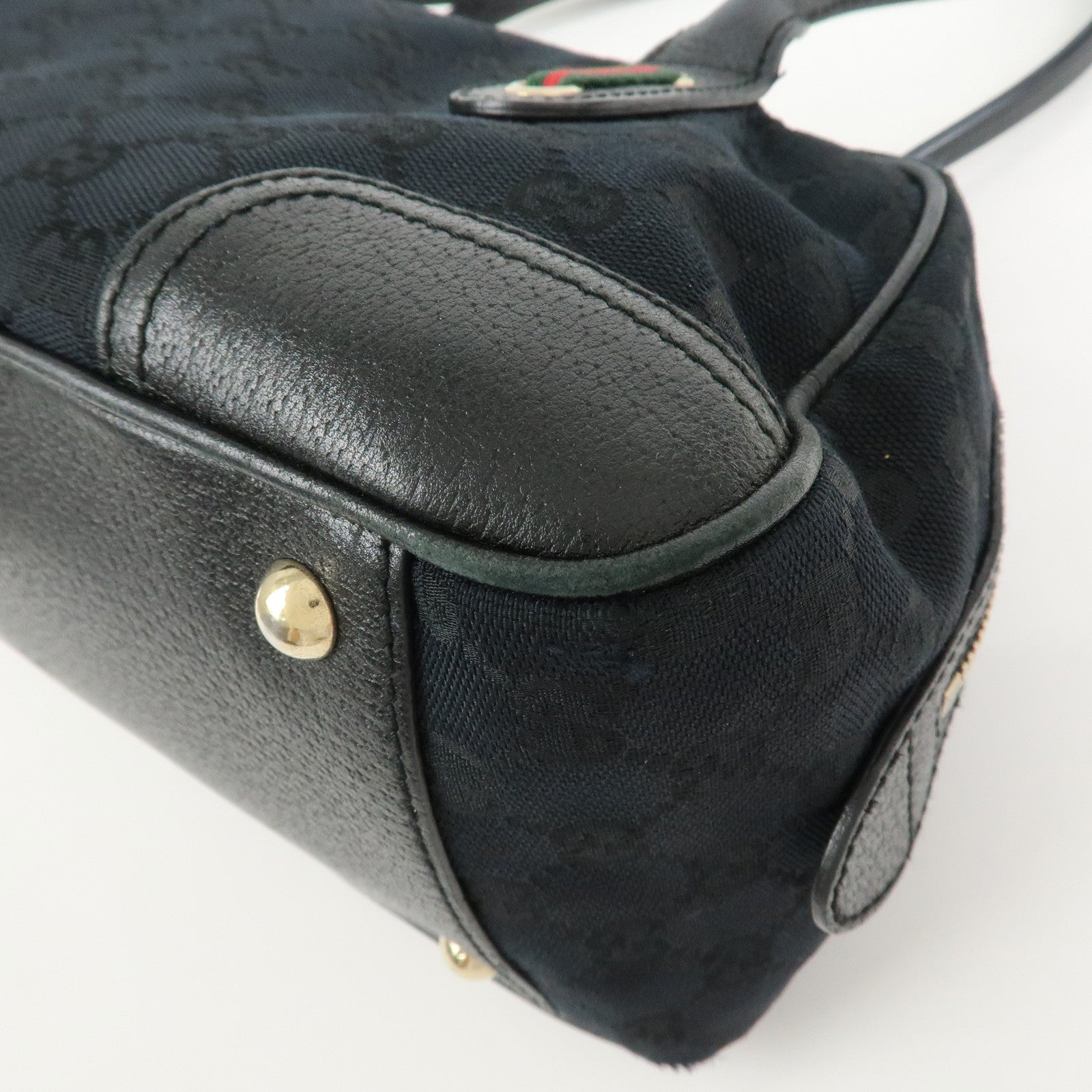 GUCCI Princy Sherry GG Canvas Leather Boston Bag Black 161720