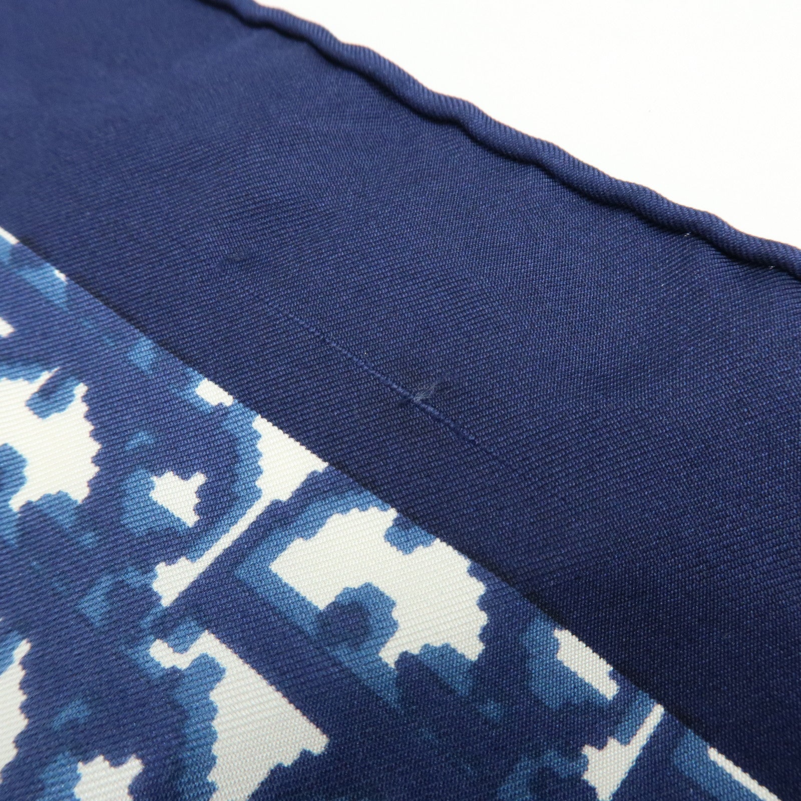 Christian Dior Logo Silk 100% Scarf Navy White