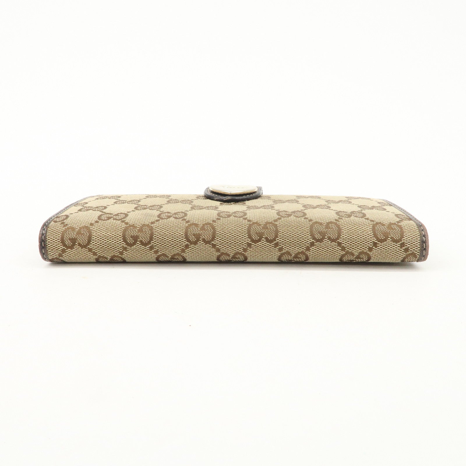 GUCCI Lovely Heart GG Canvas Leather Bi-fold Long Wallet Brown 203550 Used