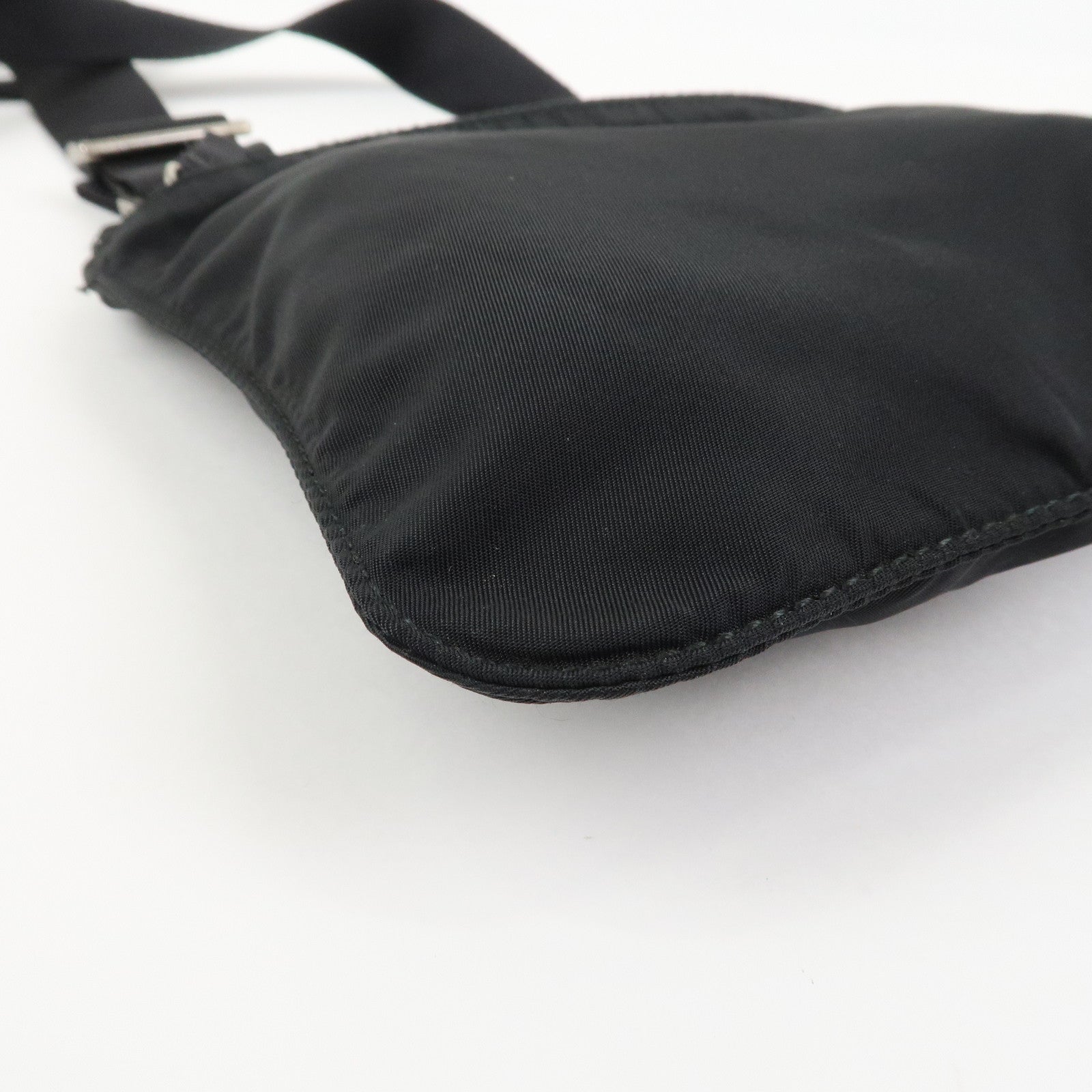 PRADA Triangle Logo Nylon Shoulder Bag Crossbody Bag Black BT7372