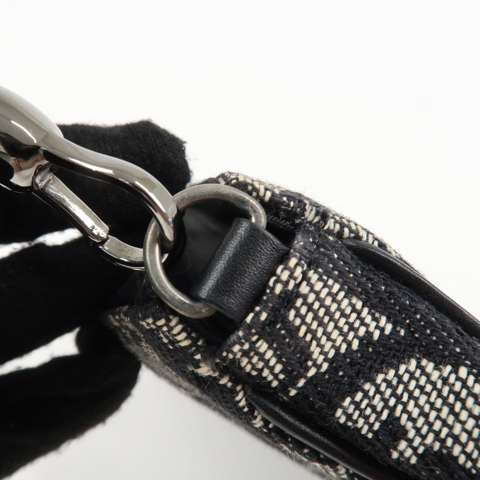 Christian Dior Trotter Canvas Leather Saddle Pouch Shoulder Bag Black Used