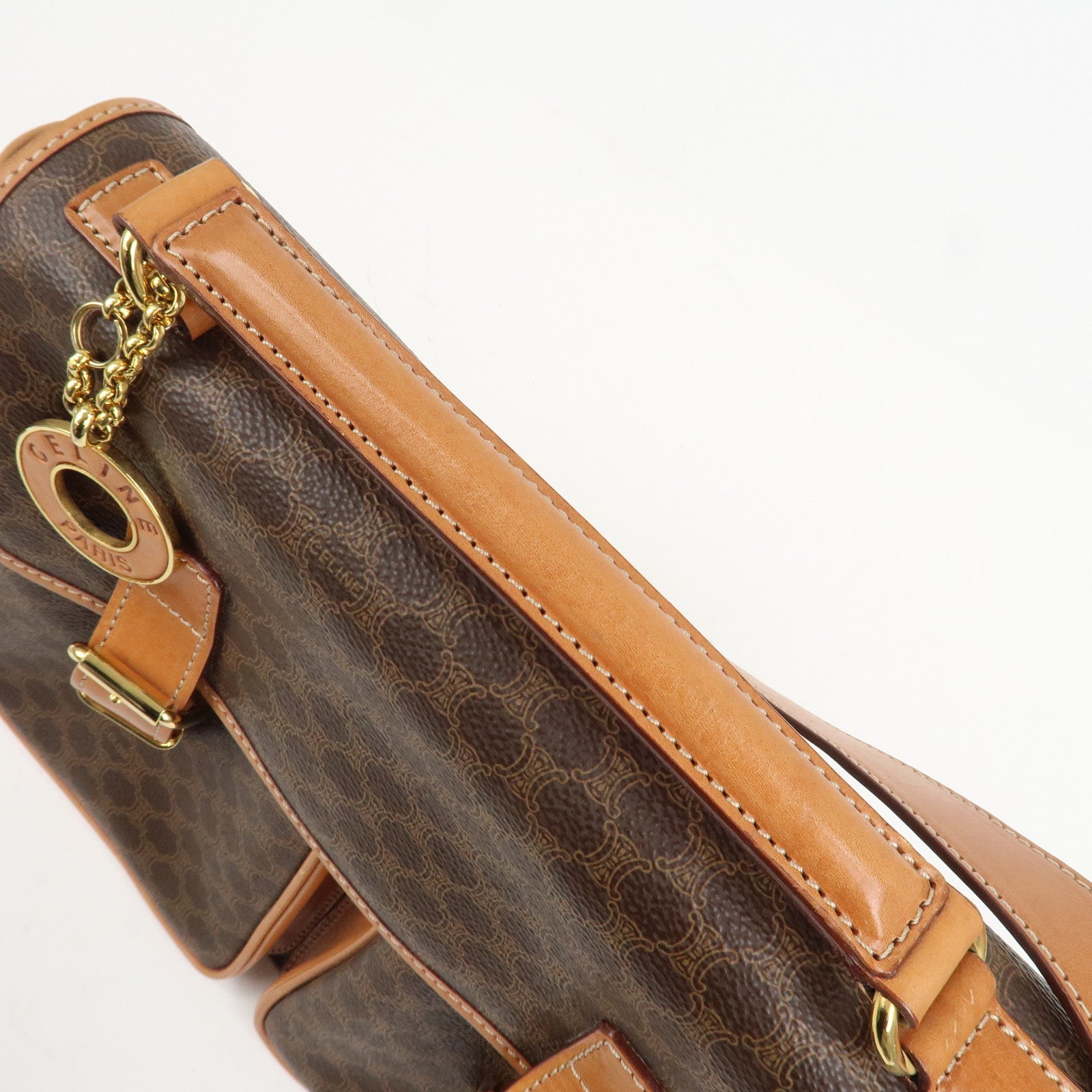 CELINE Macadam PVC Canvas Leather 2WAY Bag Shoulder Bag Brown