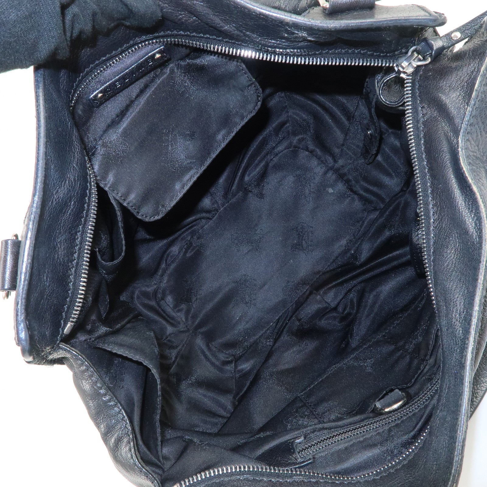 CELINE Bitter Sweet Leather Shoulder Bag Hand Bag Black Used