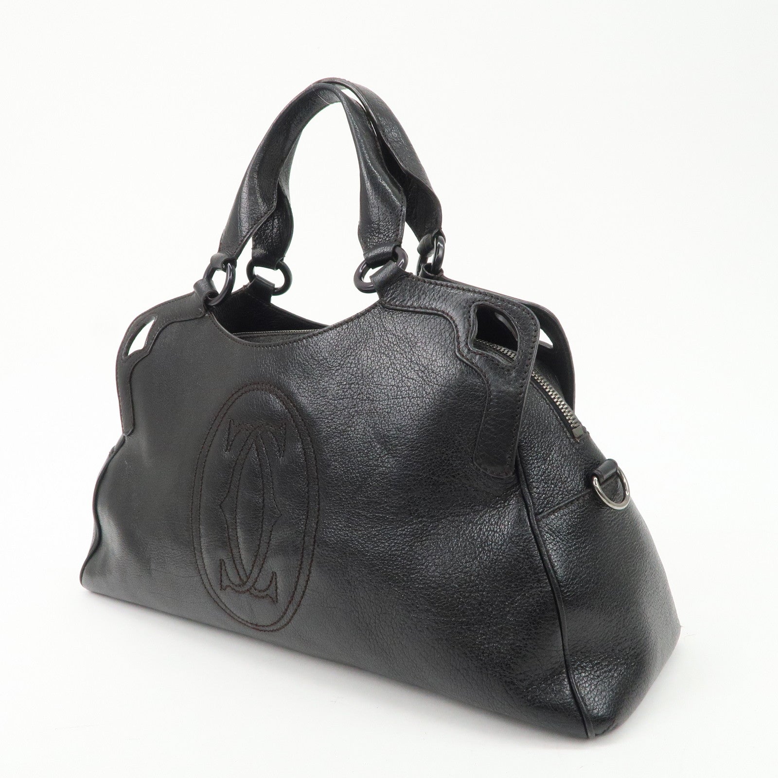 Cartier Must Line Calf Leather Marcello 2WAY Tote Bag Black
