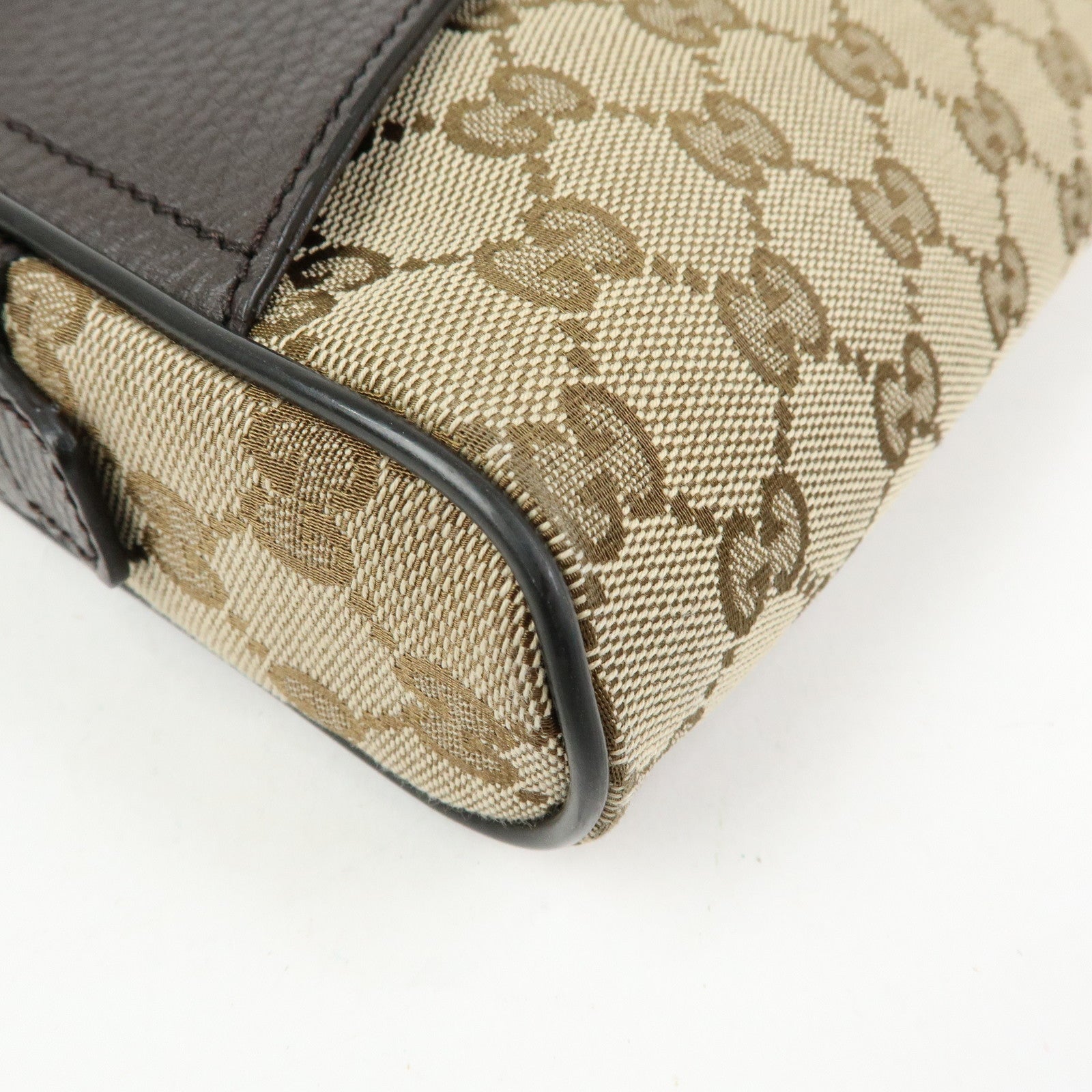 GUCCI GG Canvas Leather Waist Pouch Body Bag Crossbody Bag 449174