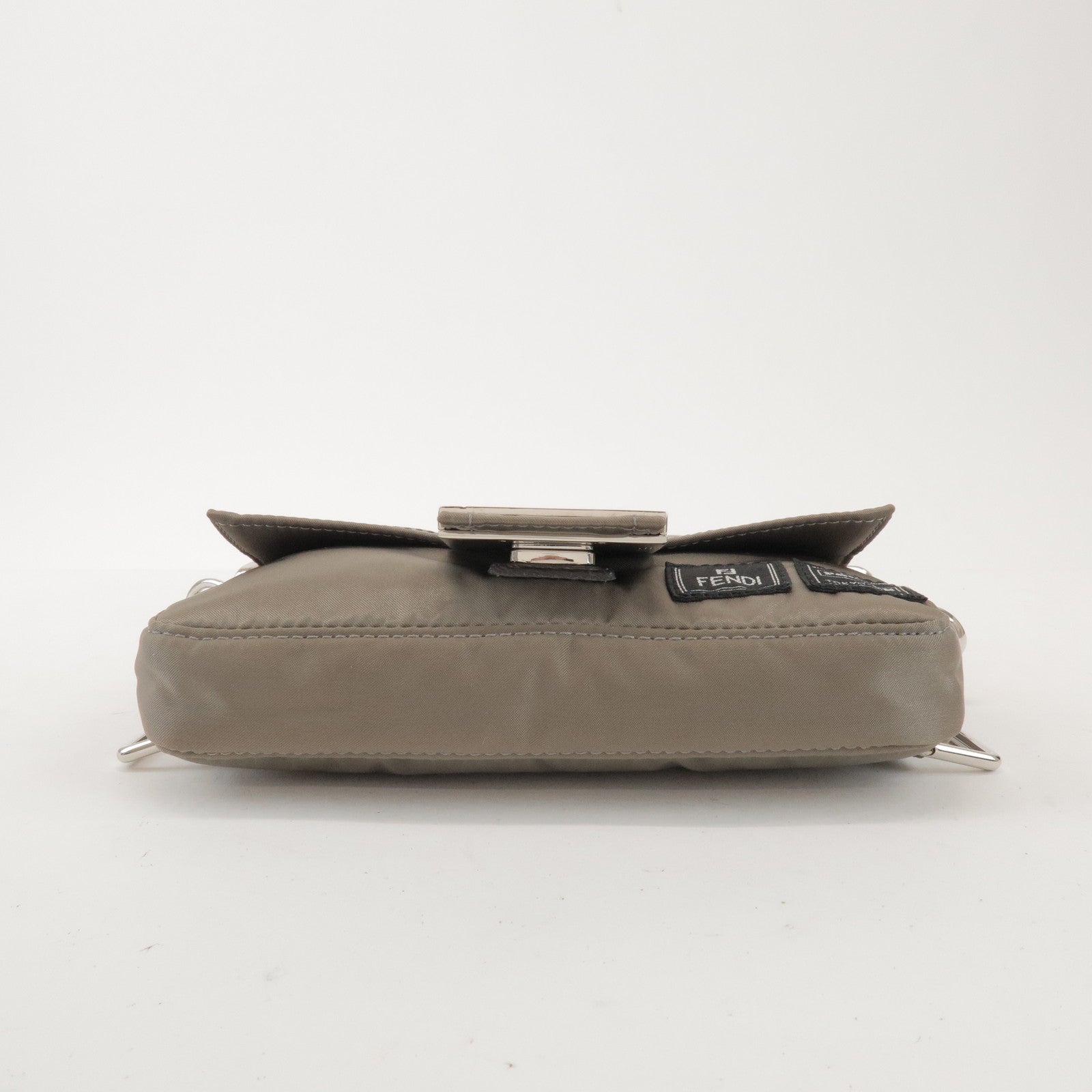 FENDI × PORTER Nylon Leather Baguette Mini 2WAY Bag Grey 7AS138