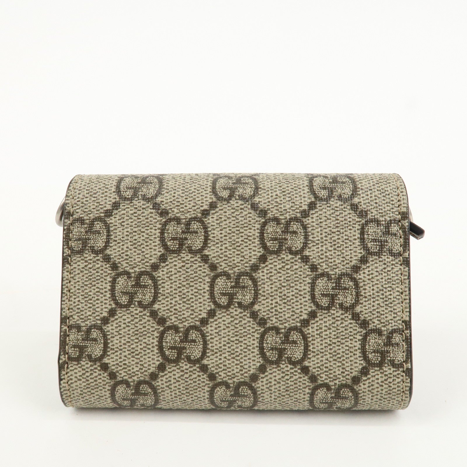 GUCCI Dionysus GG Supreme Mini Wallet Coin Case Beige 696804 Used