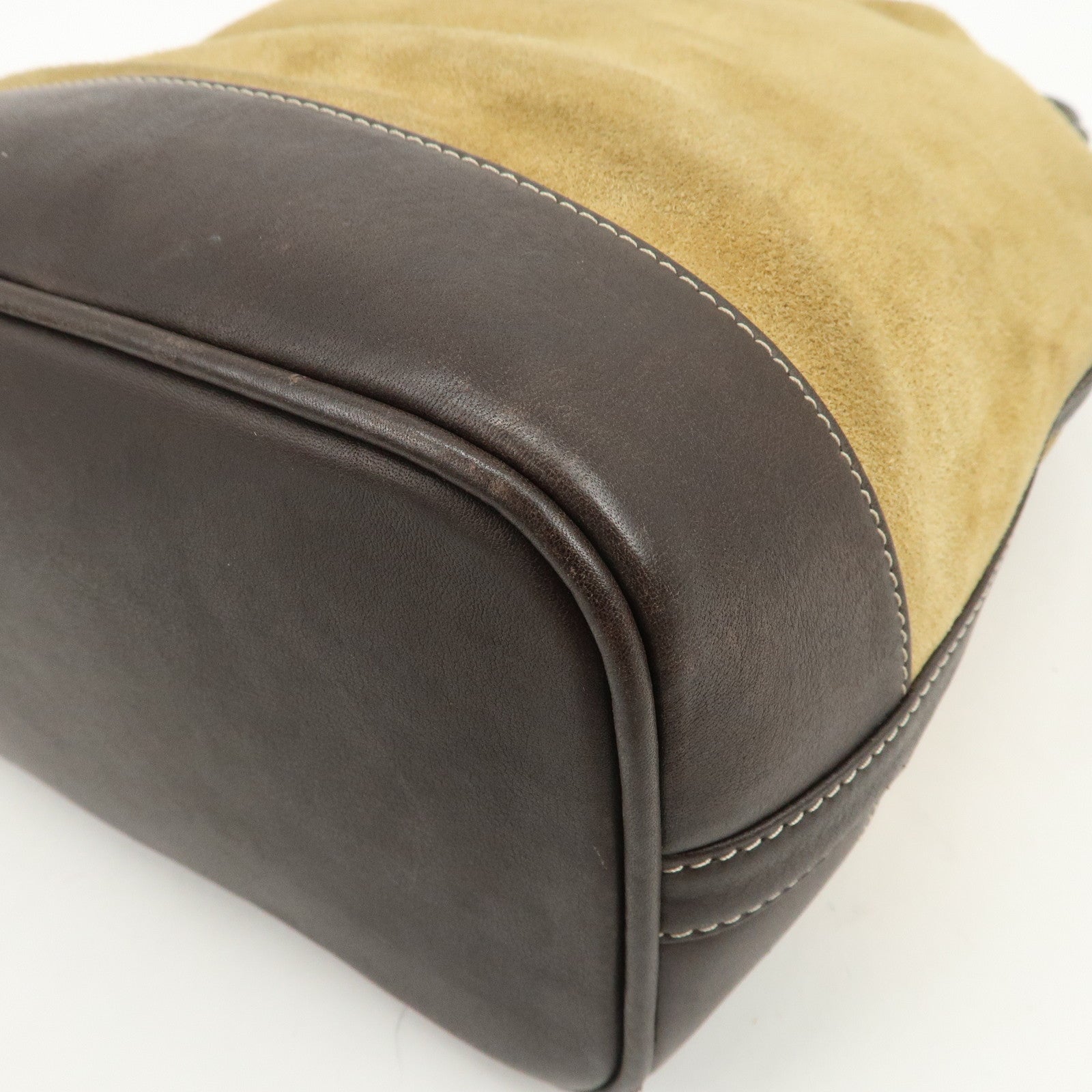 LOEWE Anagram Logo Suede Leather Shoulder Bag Brown