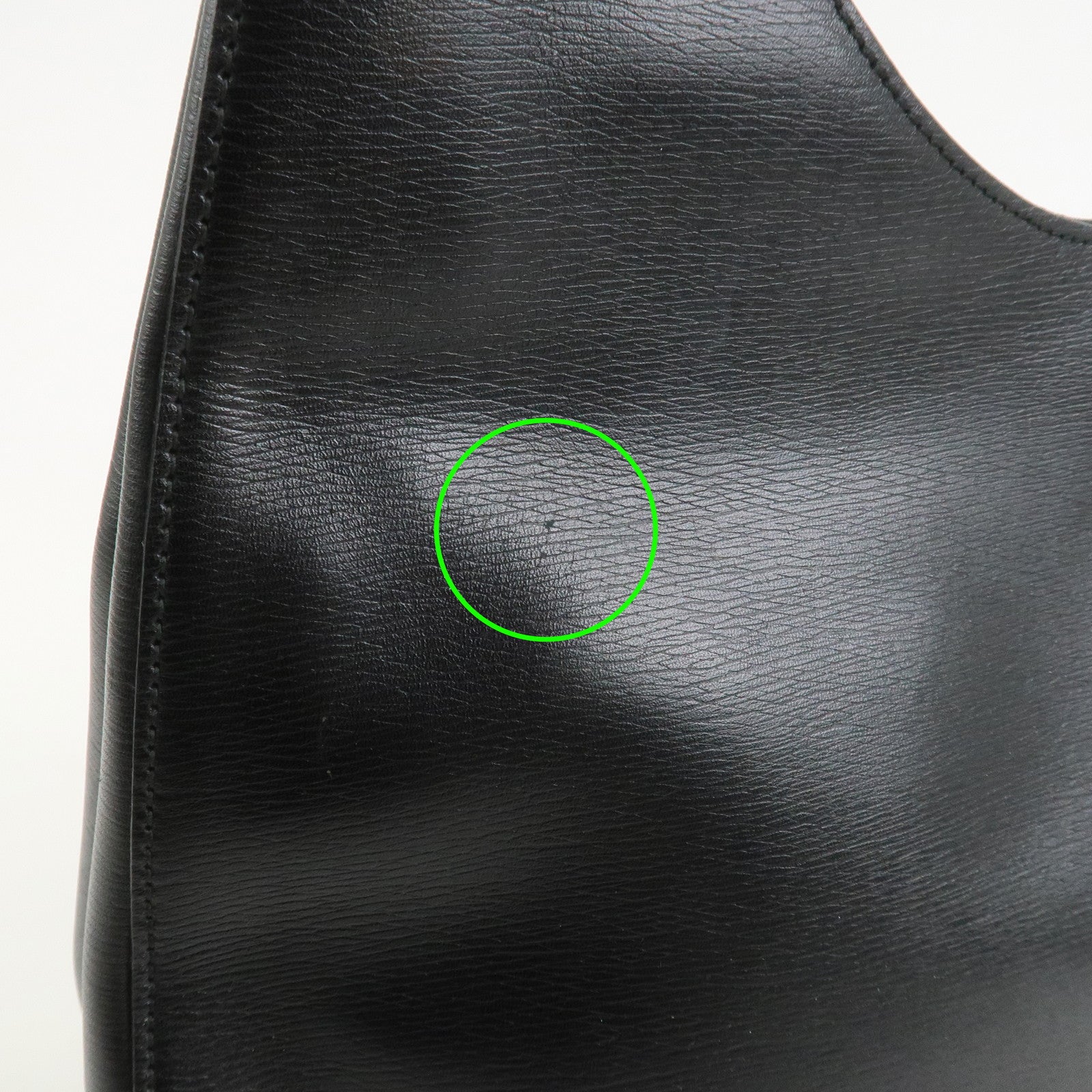 GUCCI Bamboo Leather Shoulder Bag Hand Bag Black 001.3760