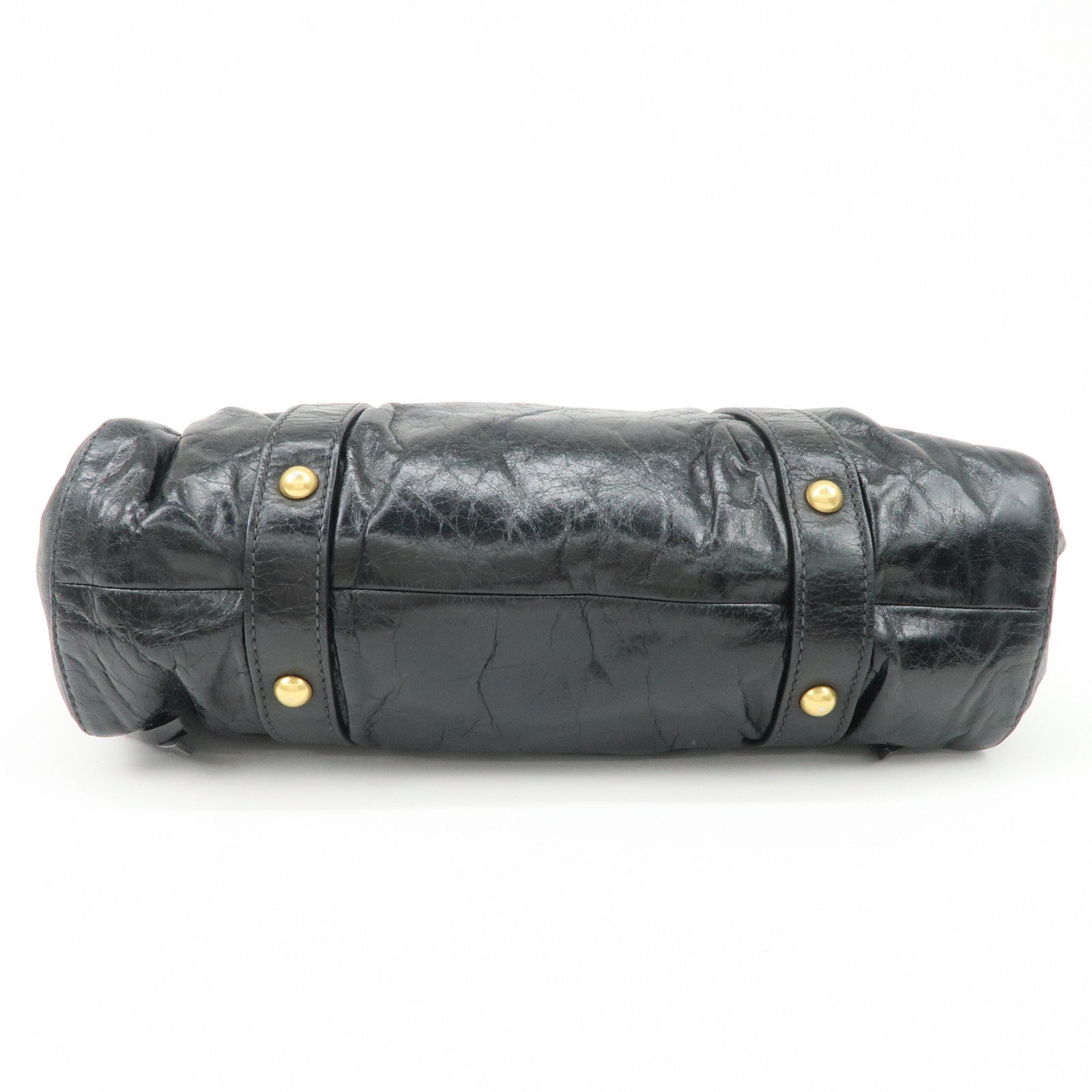 MIU MIU Patent Leather 2Way Tote Bag Shoulder Bag Black RT0383