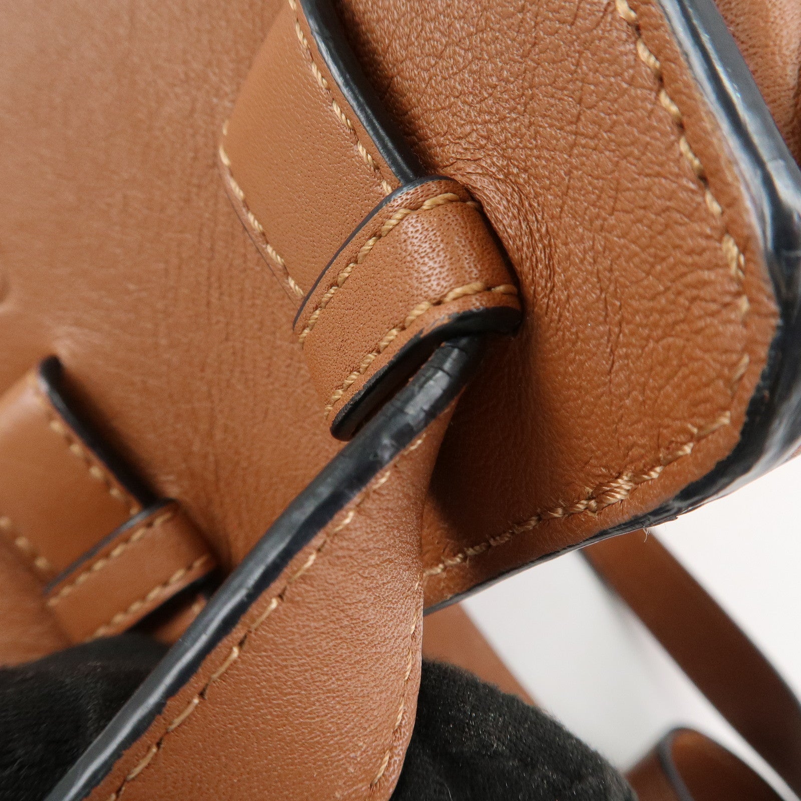 LOEWE Anagram Leather Hammock Small Shoulder Bag Tan Brown Used