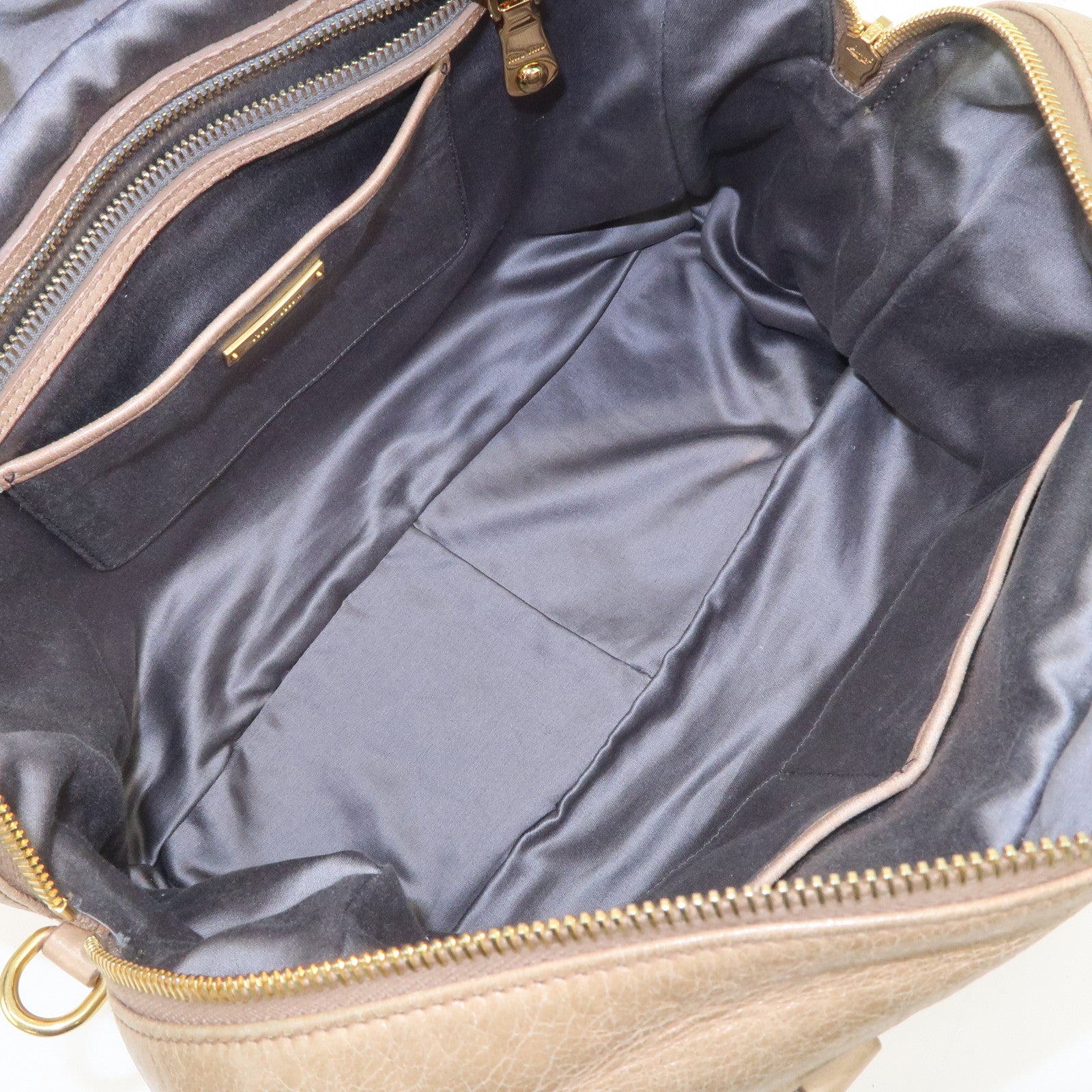 MIU MIU Leather 2Way Bag Hand Bag Shoulder Bag Light Brown RL0048