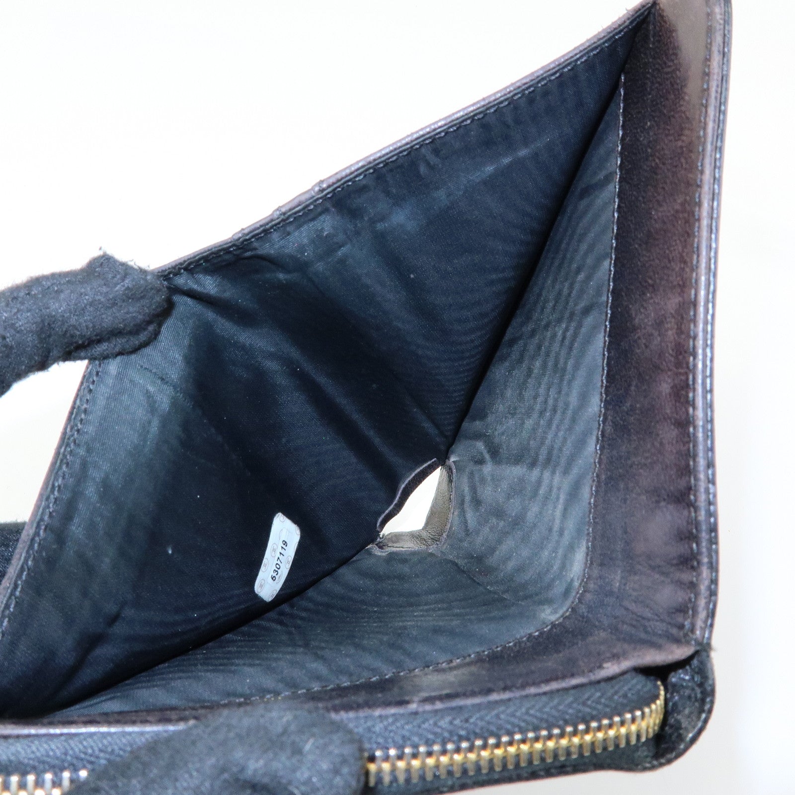 CHANEL COCO Mark Cavairskin Compact Bi-Fold Wallet Black