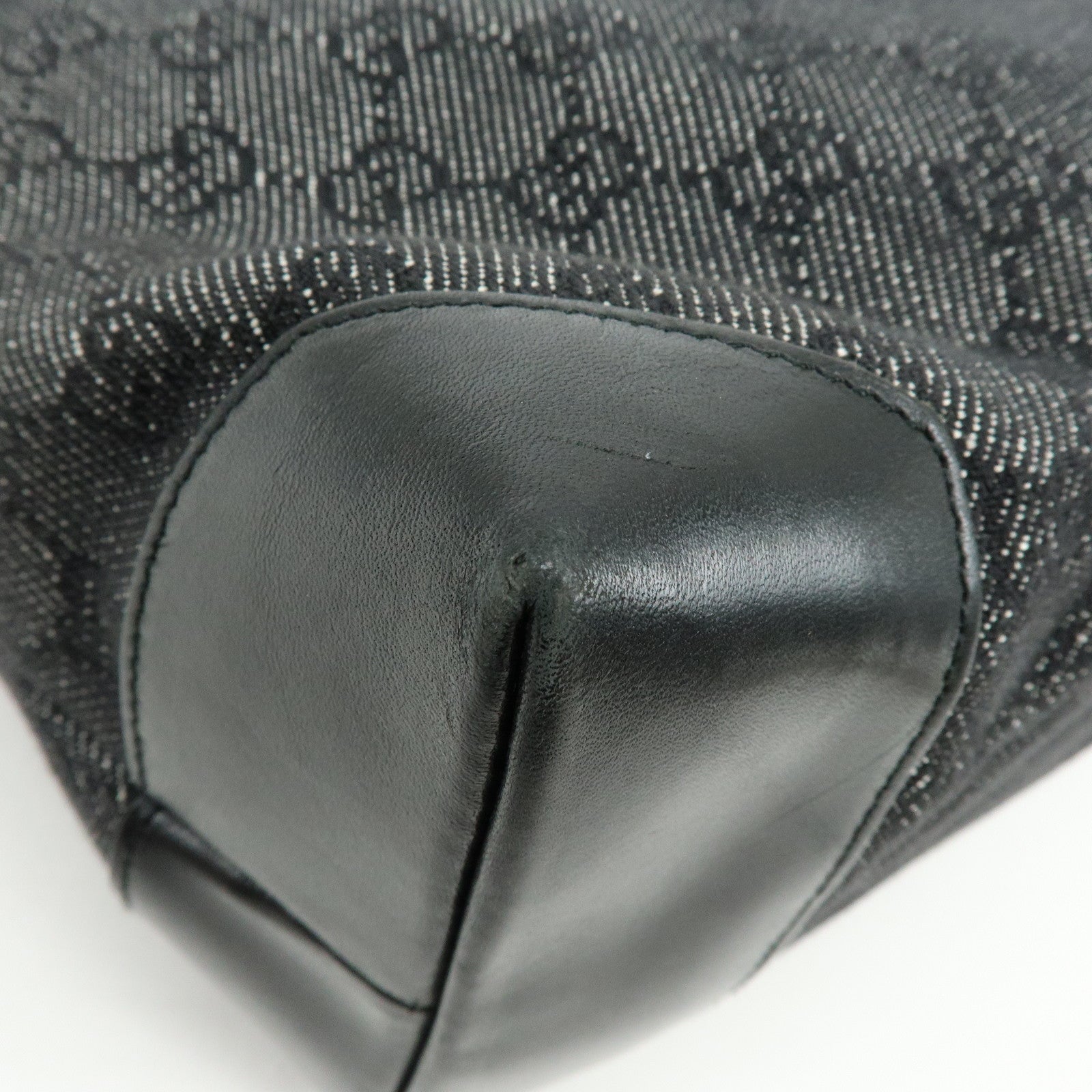 GUCCI GG Canvas Leather Tote Bag Shoulder Bag Black 34339