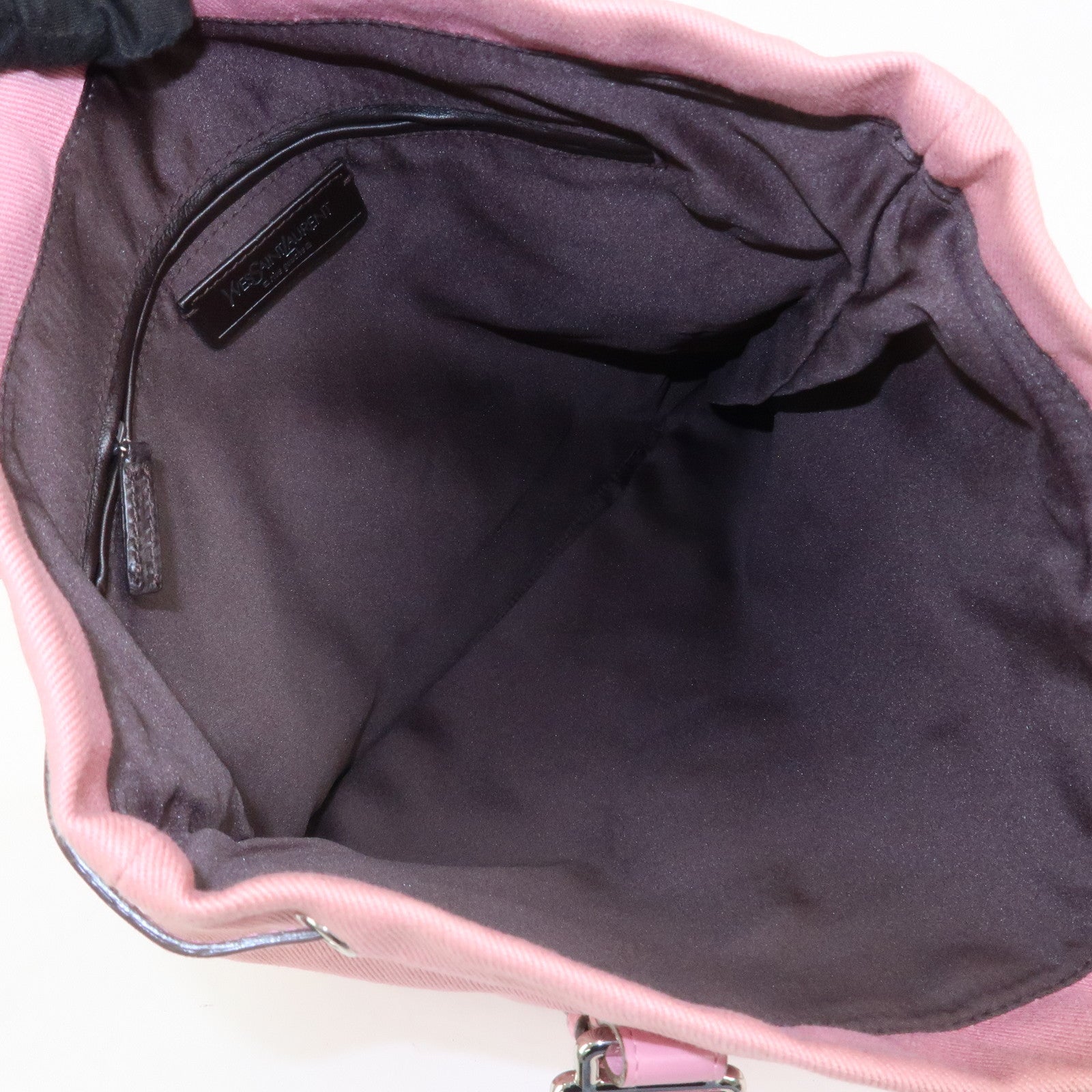 SAINT LAURENT Canvas Leather Kahara Tote Shoulder Bag Pink 121631