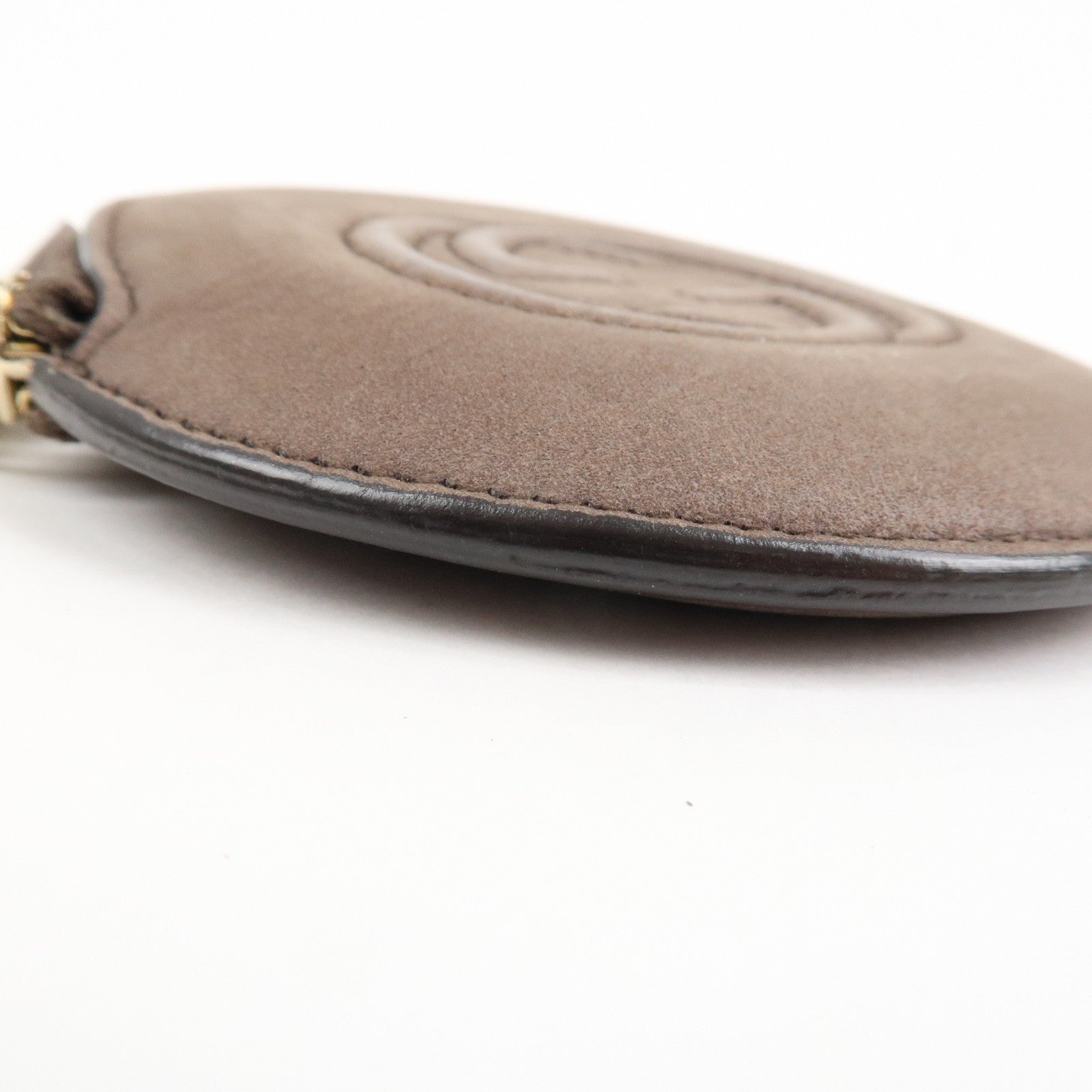 GUCCI Interlocking G Leather Coin Case Tassel Charm Beige 337946 Used