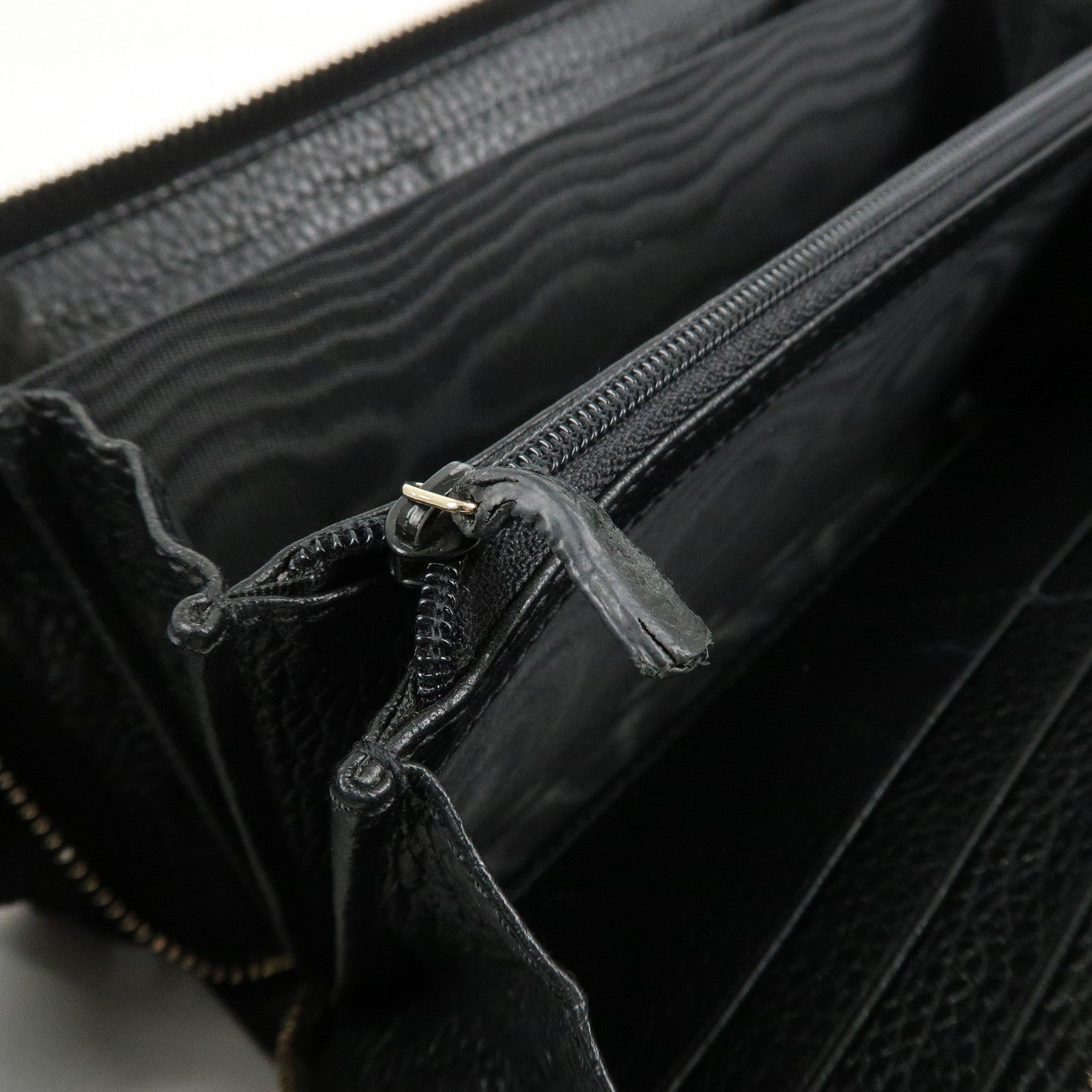 GUCCI SOHO Leather Zip Around Long Wallet Black Used
