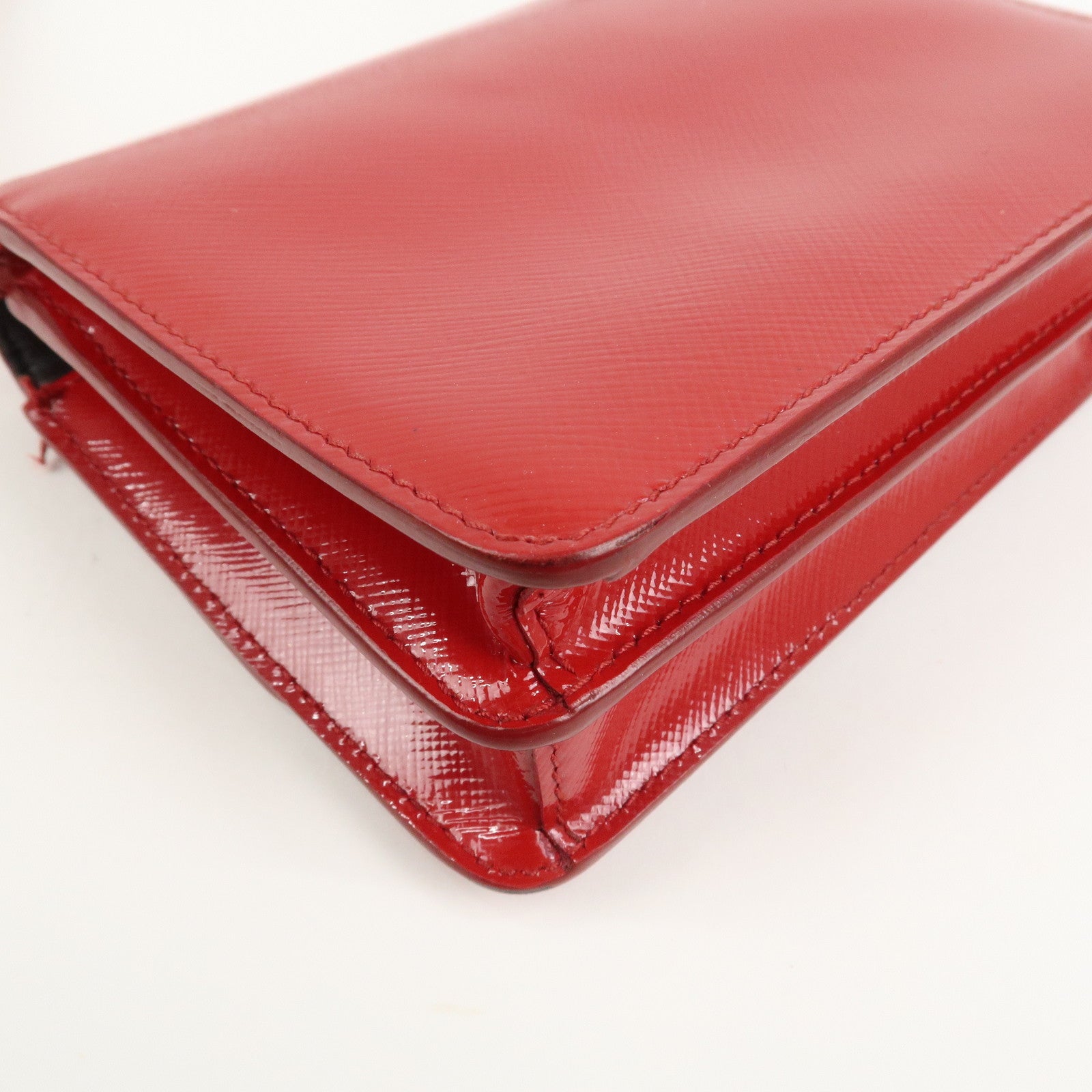 PRADA Saffiano Leather 2Way Mini Shoulder Bag Clutch Bag Red BT1031