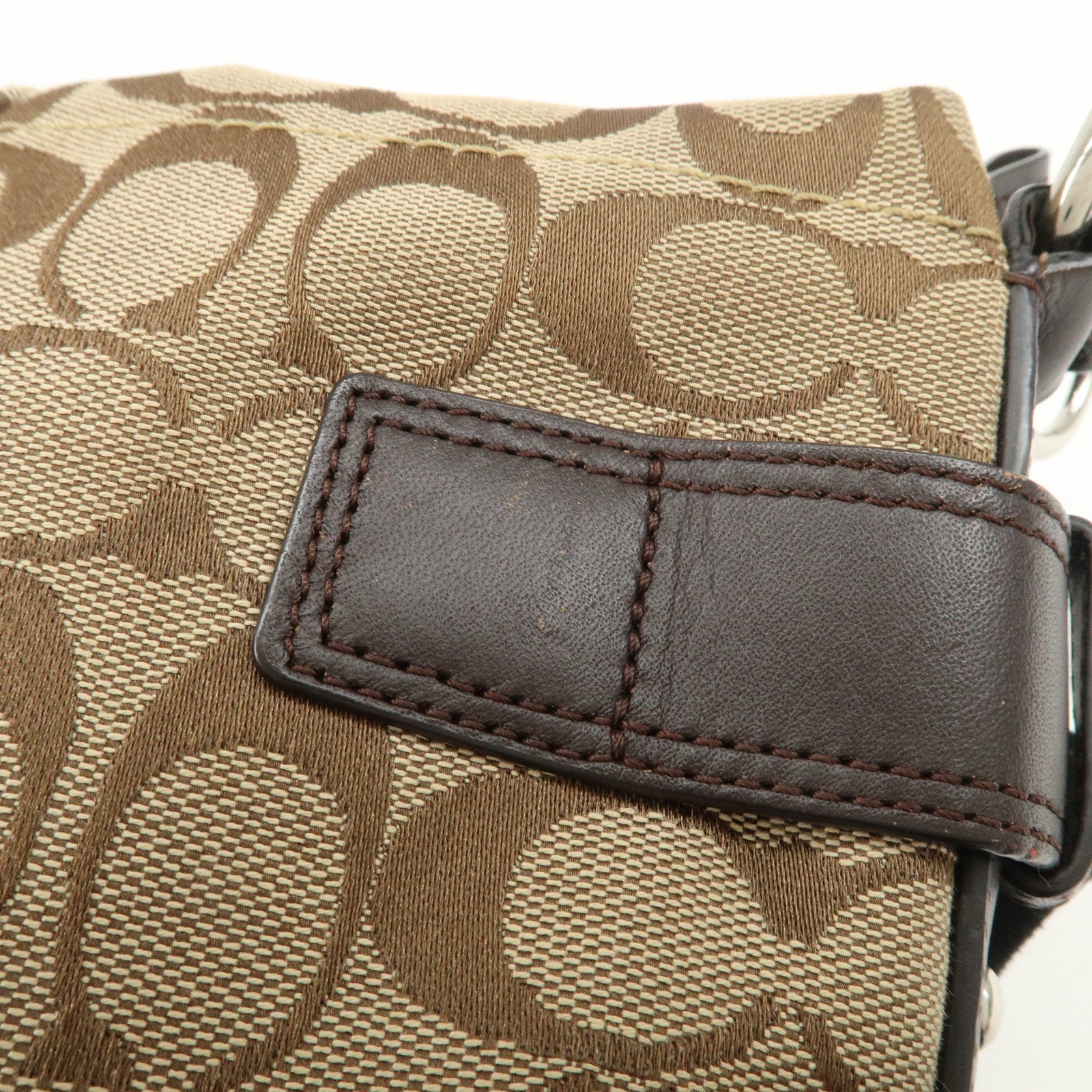 COACH Signature Canvas Leather Shoulder Bag Crossbody Bag Beige