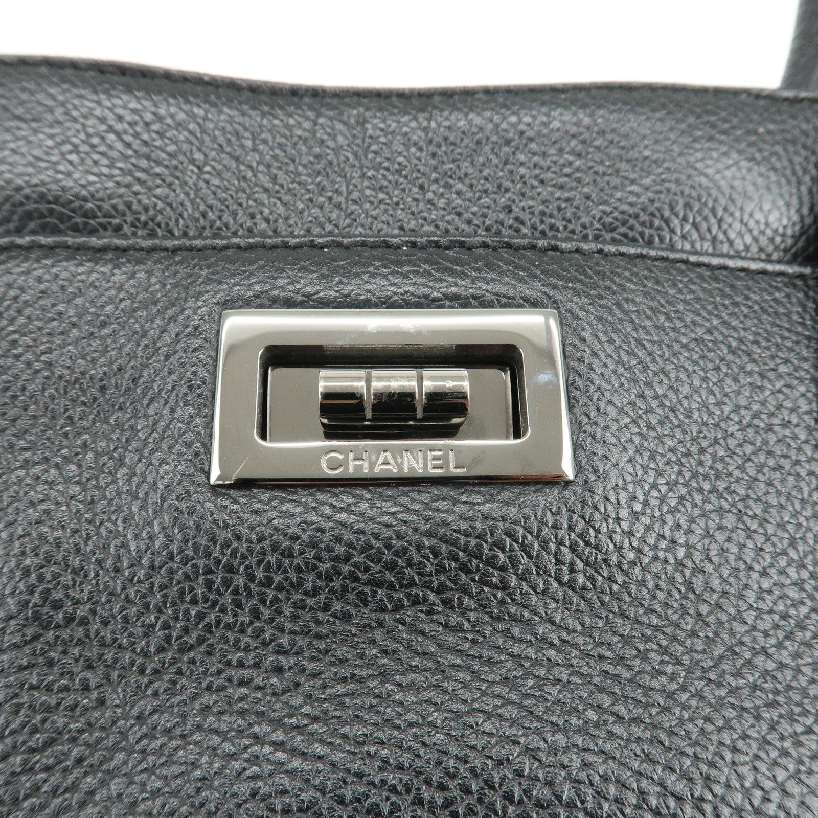 CHANEL 2.55 Caviarskin Executive Tote Bag Hand Bag Black
