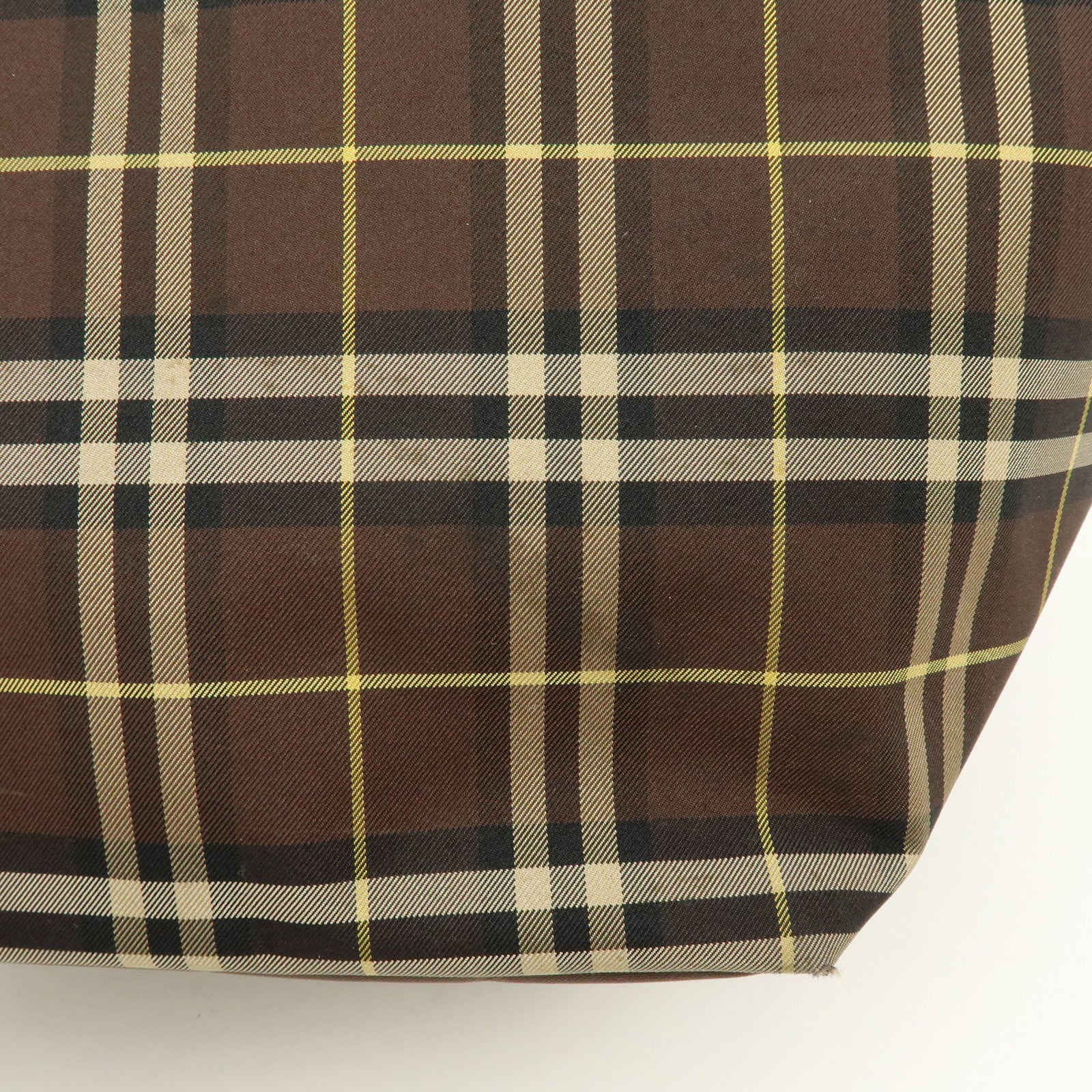 BURBERRY Blue Label Canvas Leather Plaid Tote Bag Hand Bag Brown