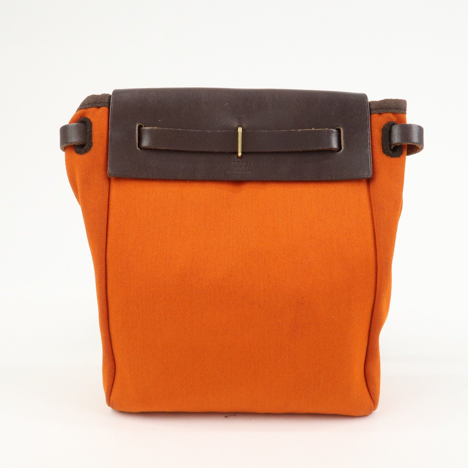 HERMES Logo Canvas Leather Herbag TPM Shoulder Bag H Stamped Red