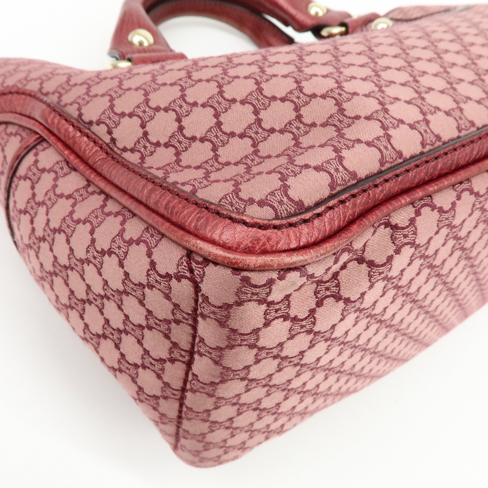 CELINE Macadam Boogie Bag Canvas Leather Hand Bag Tote Bag Pink