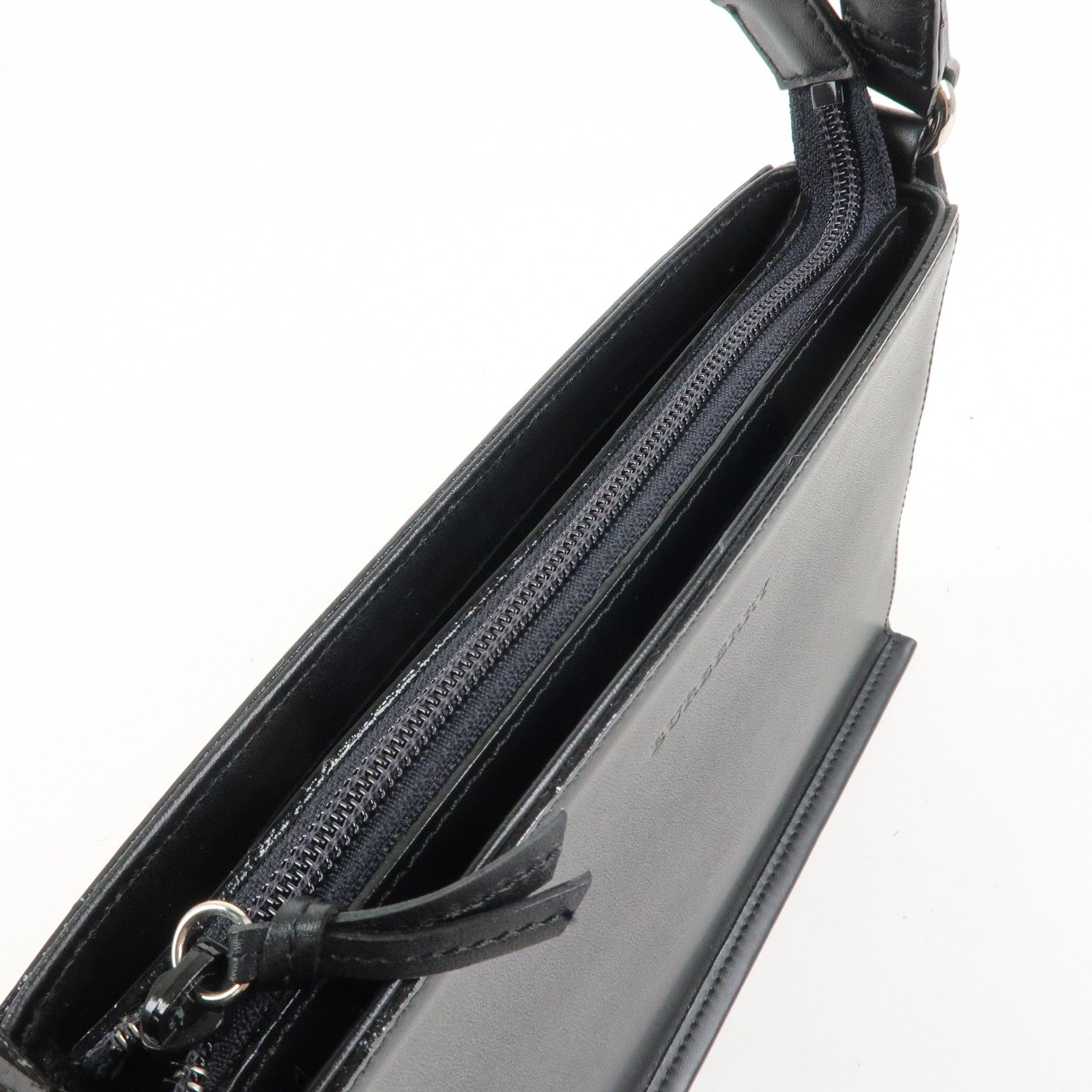 BURBERR Logo Cotton Leather Adjustable Hand Bag Shoulder Bag Black