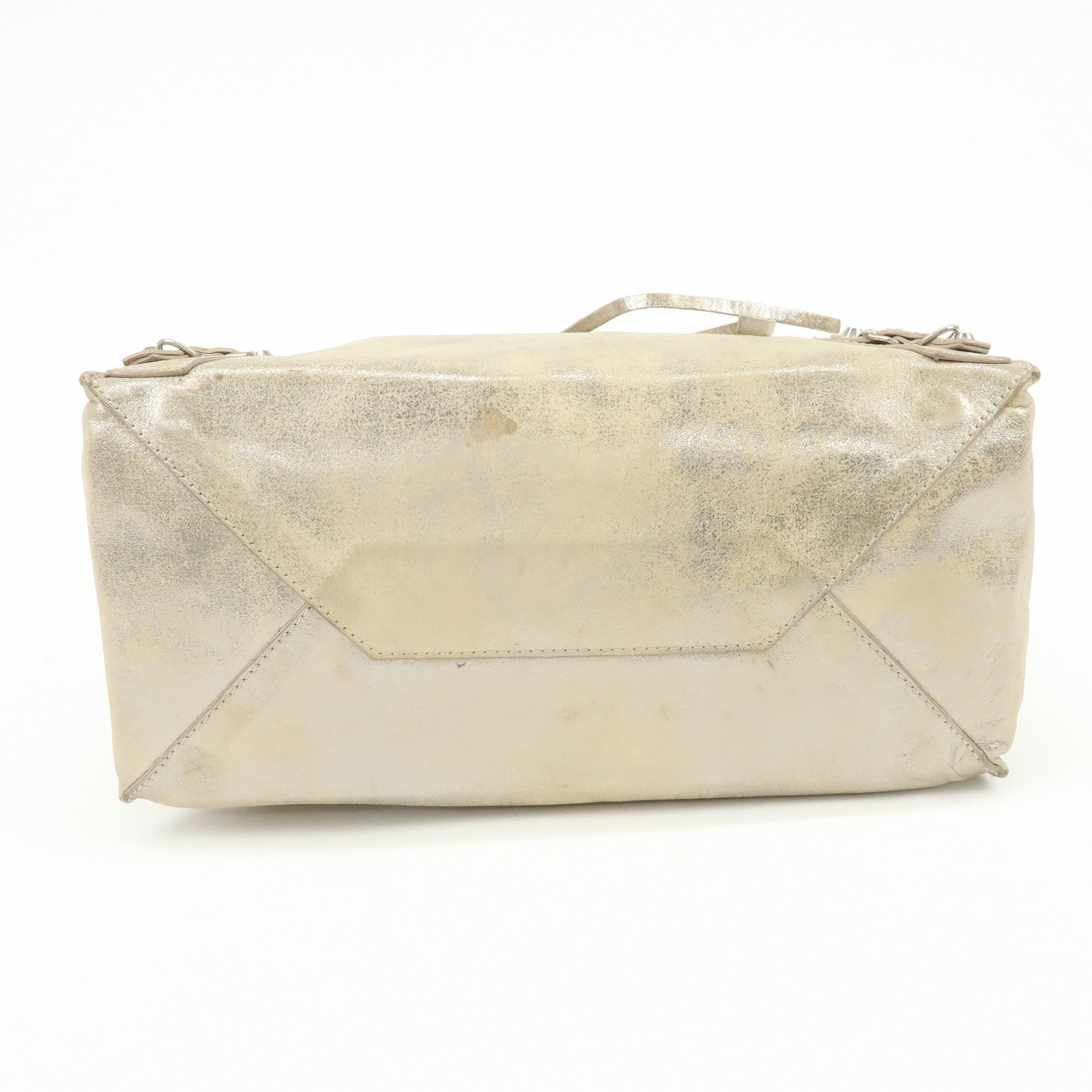 BALENCIAGA The Paper Leather Tote Bag Hand Bag Silver 255412