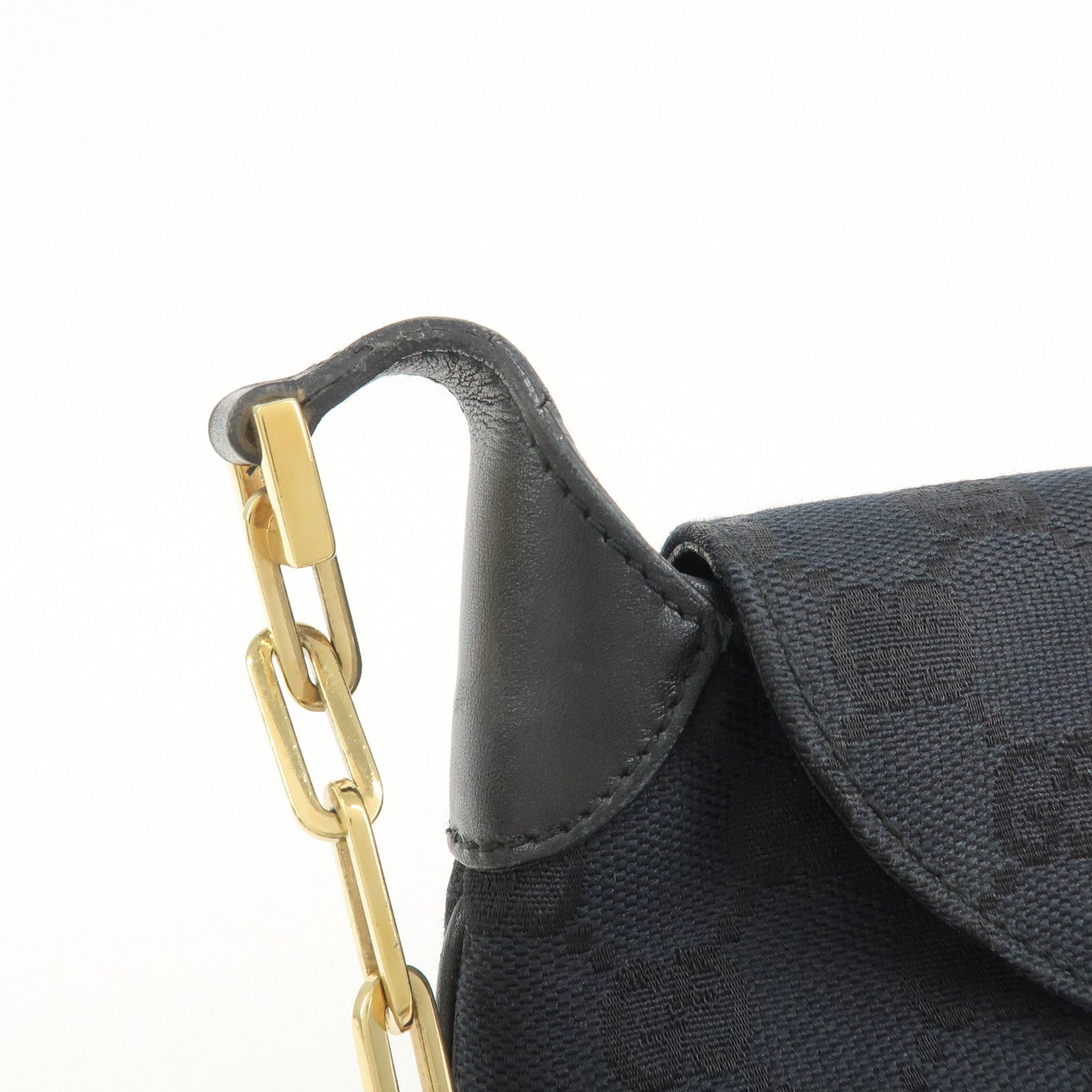 GUCCI Tiger Head GG Canvas Leather Chain Shoulder Bag 001.4113