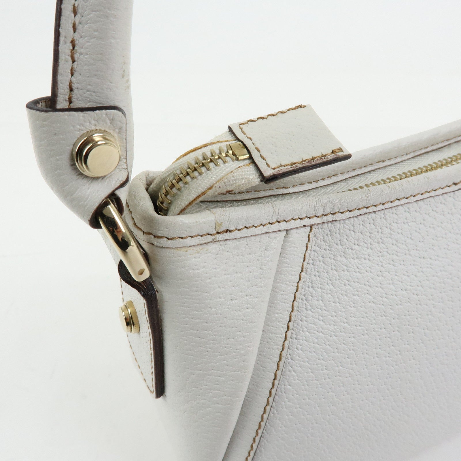 GUCCI Abbey Leather Shoulder Bag Hand Bag White 130939