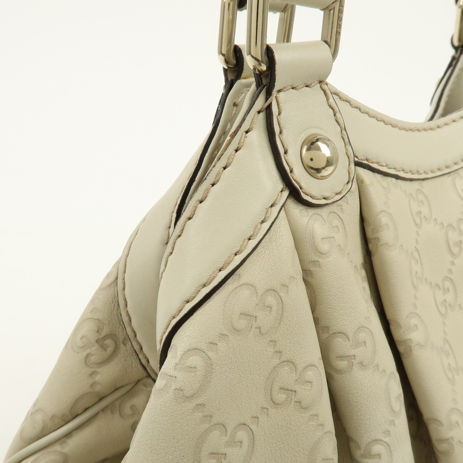 GUCCI Sukey Guccissima Leather Tote Bag Hand Bag White 211944