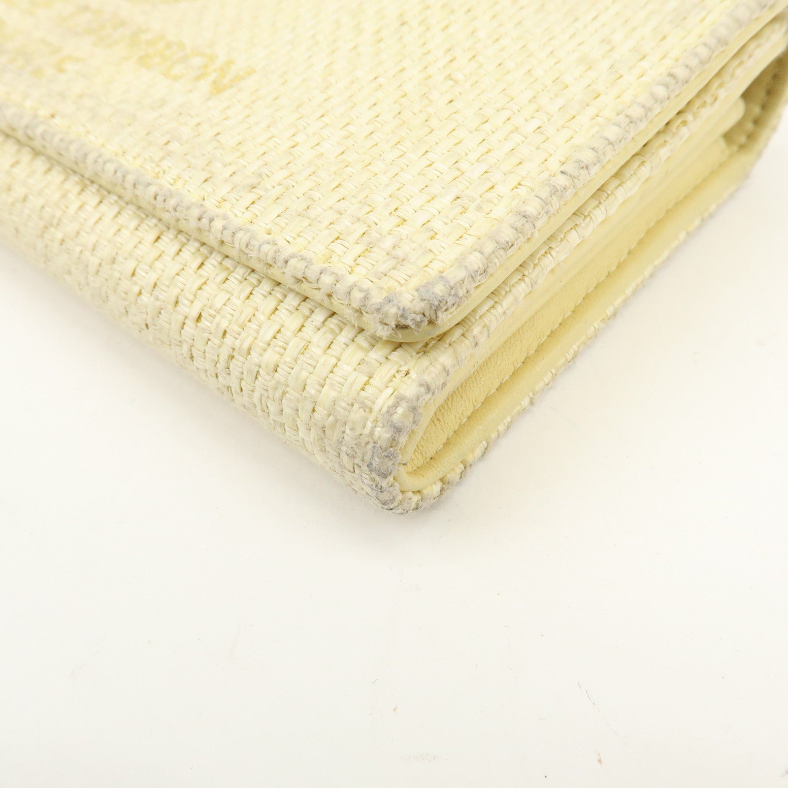 CHANEL Deauville COCO Mark Raffia Leather Long Wallet Yellow