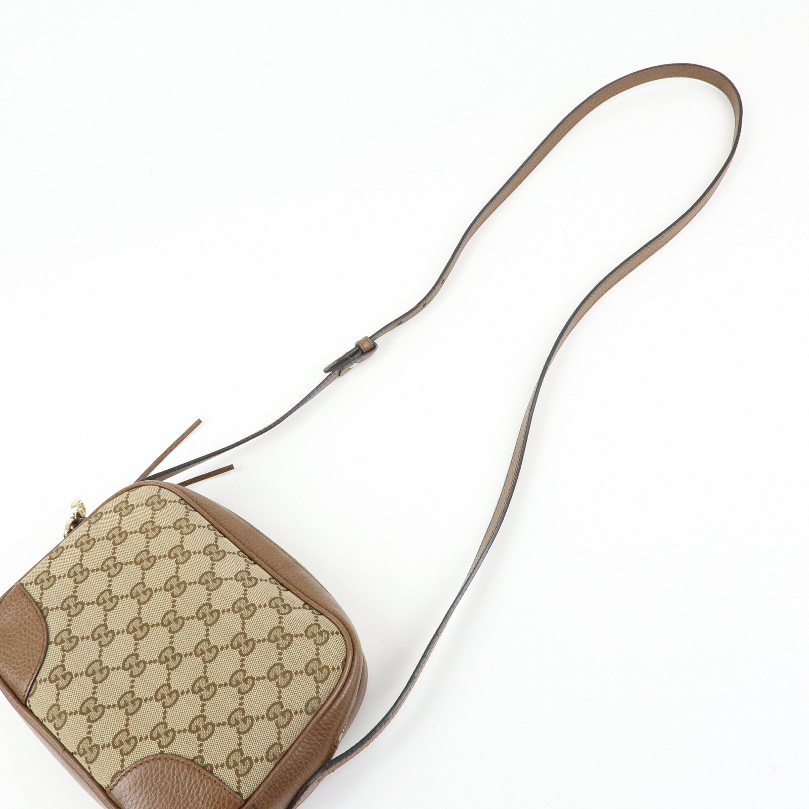 GUCCI Interlocking G Canvas Leather Shoulder Crossbody Bag 449413