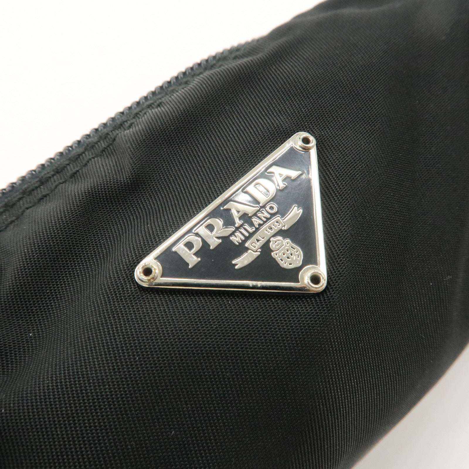 PRADA Set of 2 Nylon Leather Cosmetic Pouch Orange Black 1N0175 Used