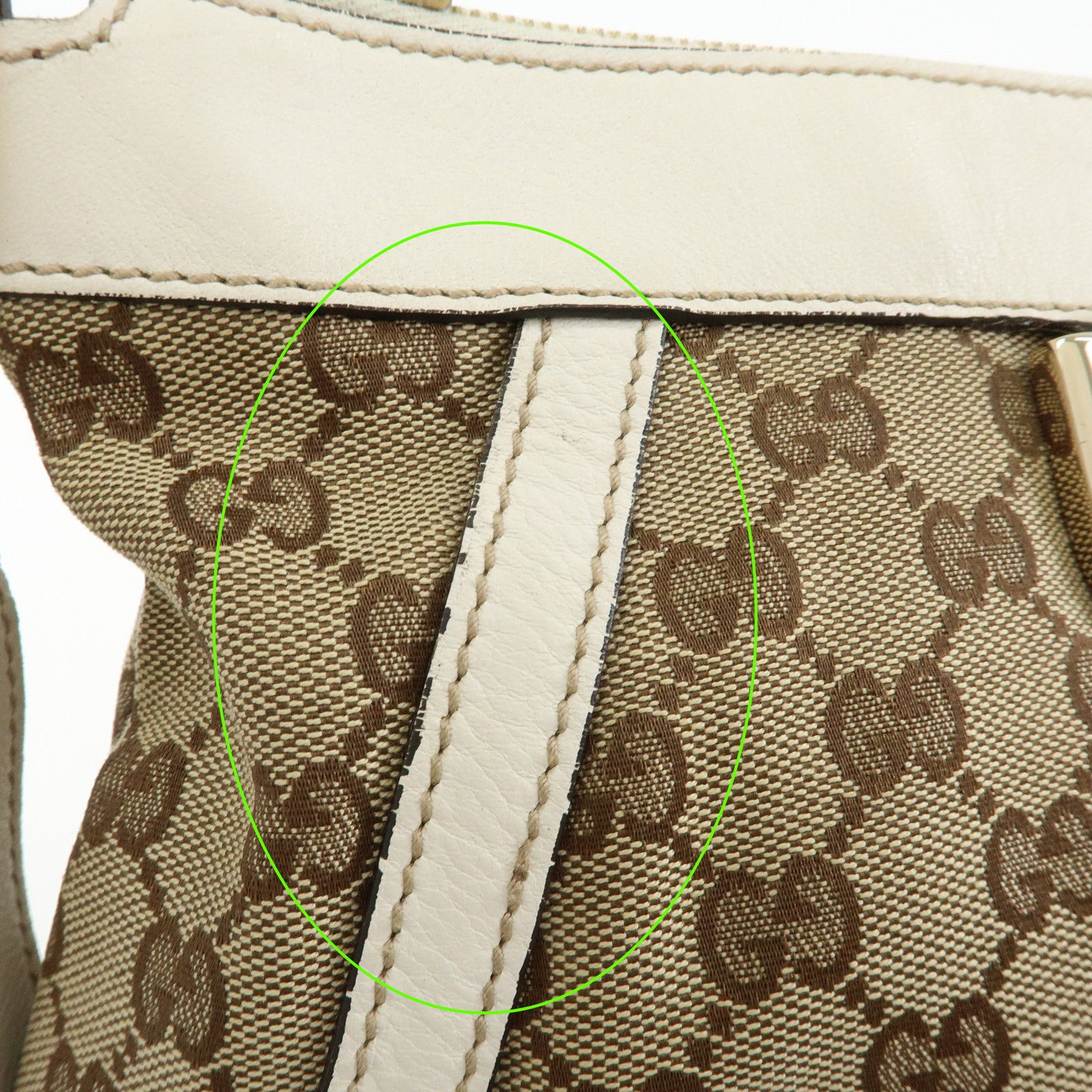 GUCCI Abbey GG Canvas Leather Shoulder Bag Beige White 203257