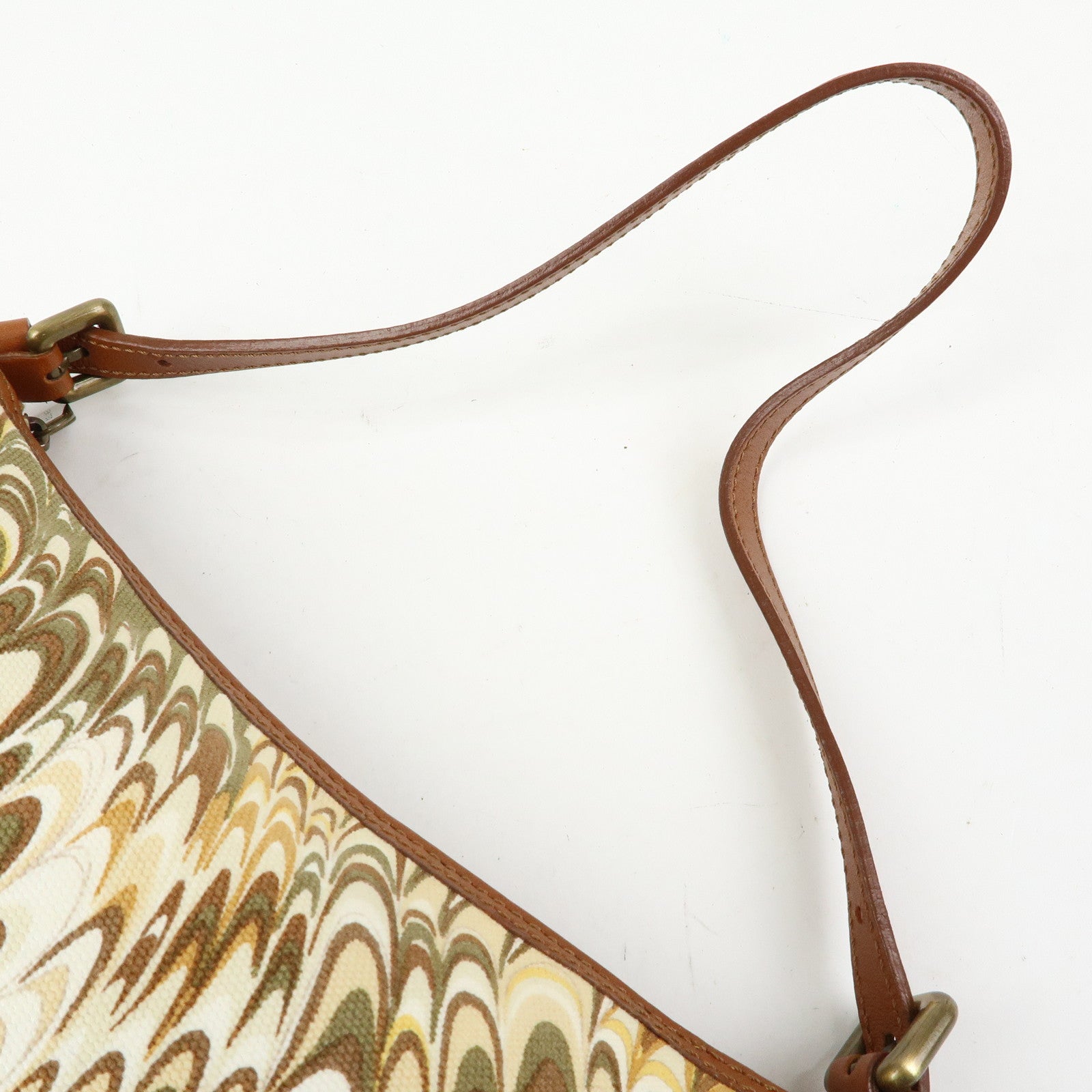 CELINE Canvas Leather Mini Hand Bag Brown Beige
