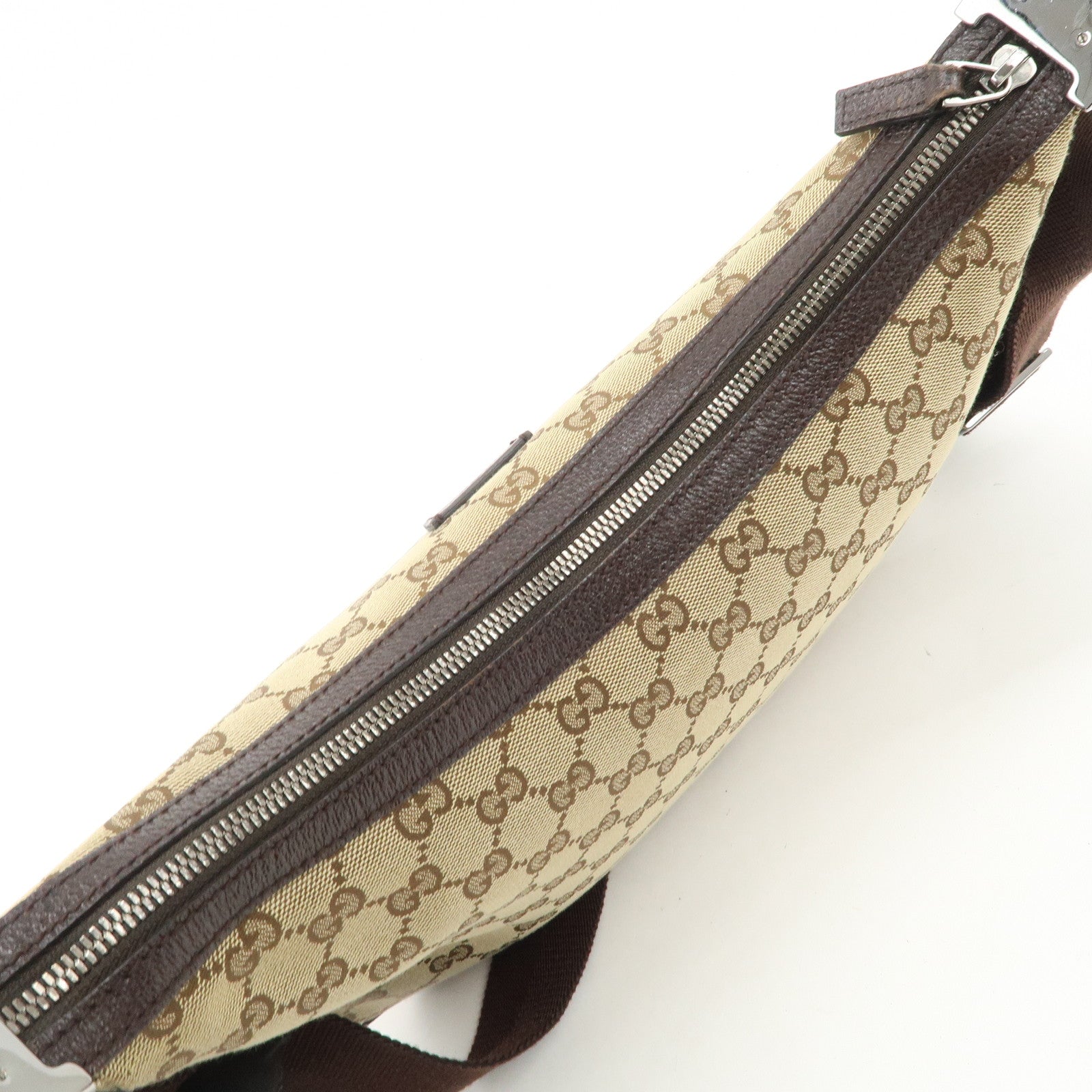 GUCCI GG Canvas Leather Shoulder Bag Beige Brown 122790