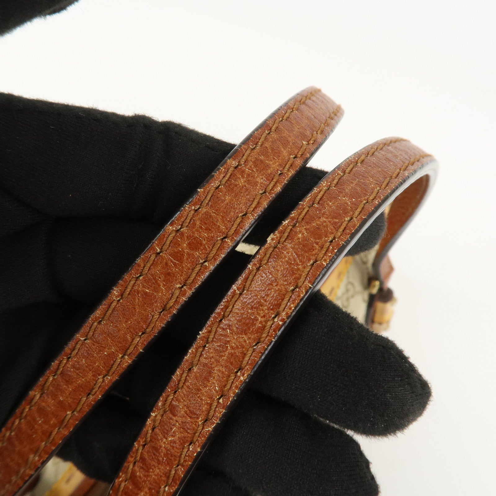 GUCCI Bamboo GG Canvas Leather Crafty Tote Bag Brown 339002