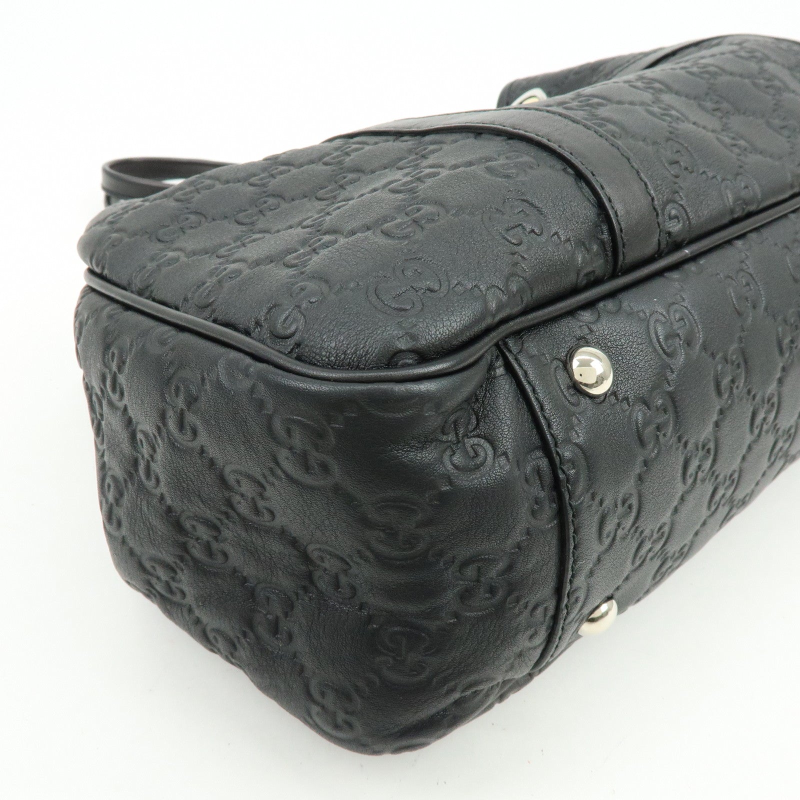 GUCCI Logo Guccissima Leather Tote Bag Shoulder Bag Black 232957