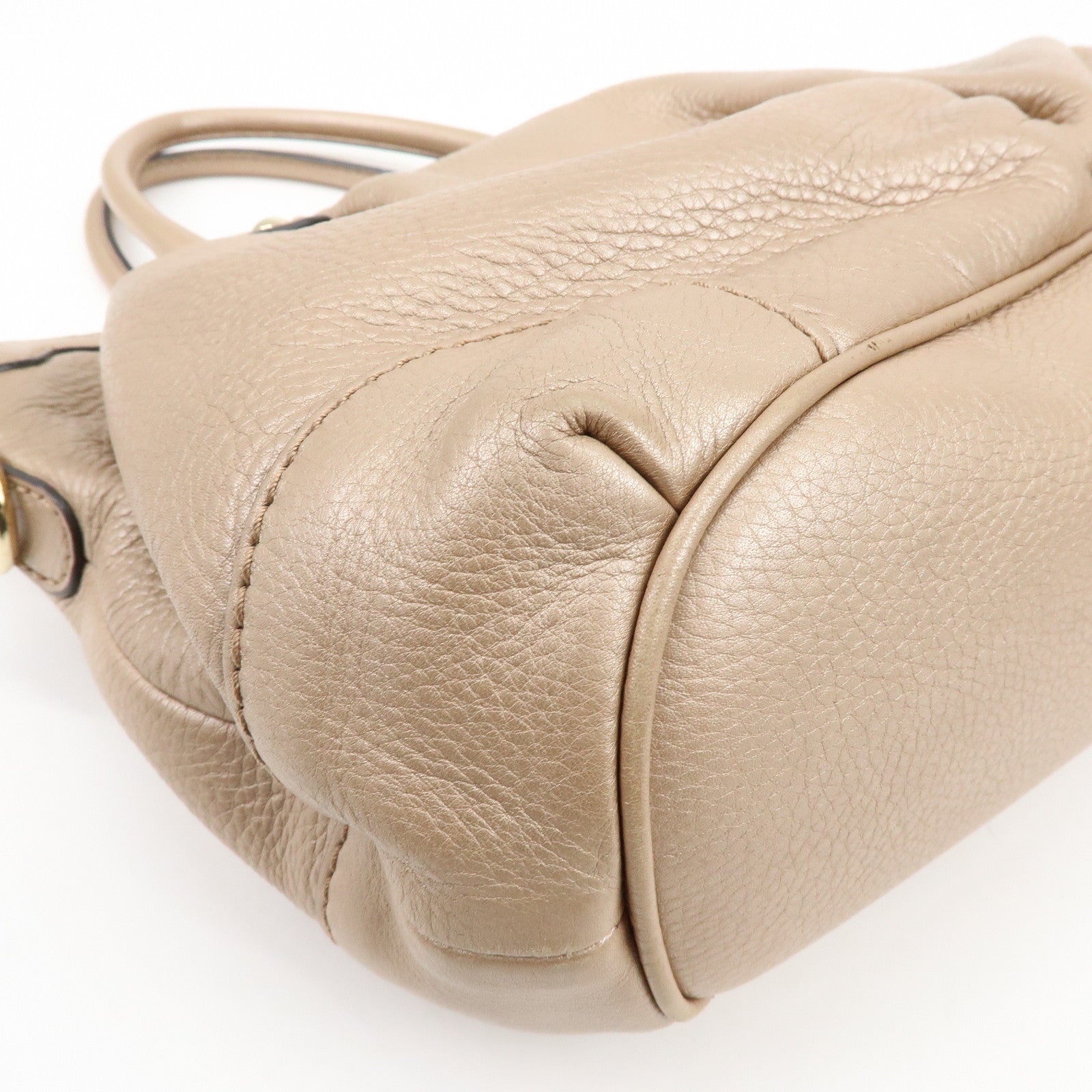 GUCCI Sukey Interlocking G Leather 2Way Bag Champagne Gold 247902