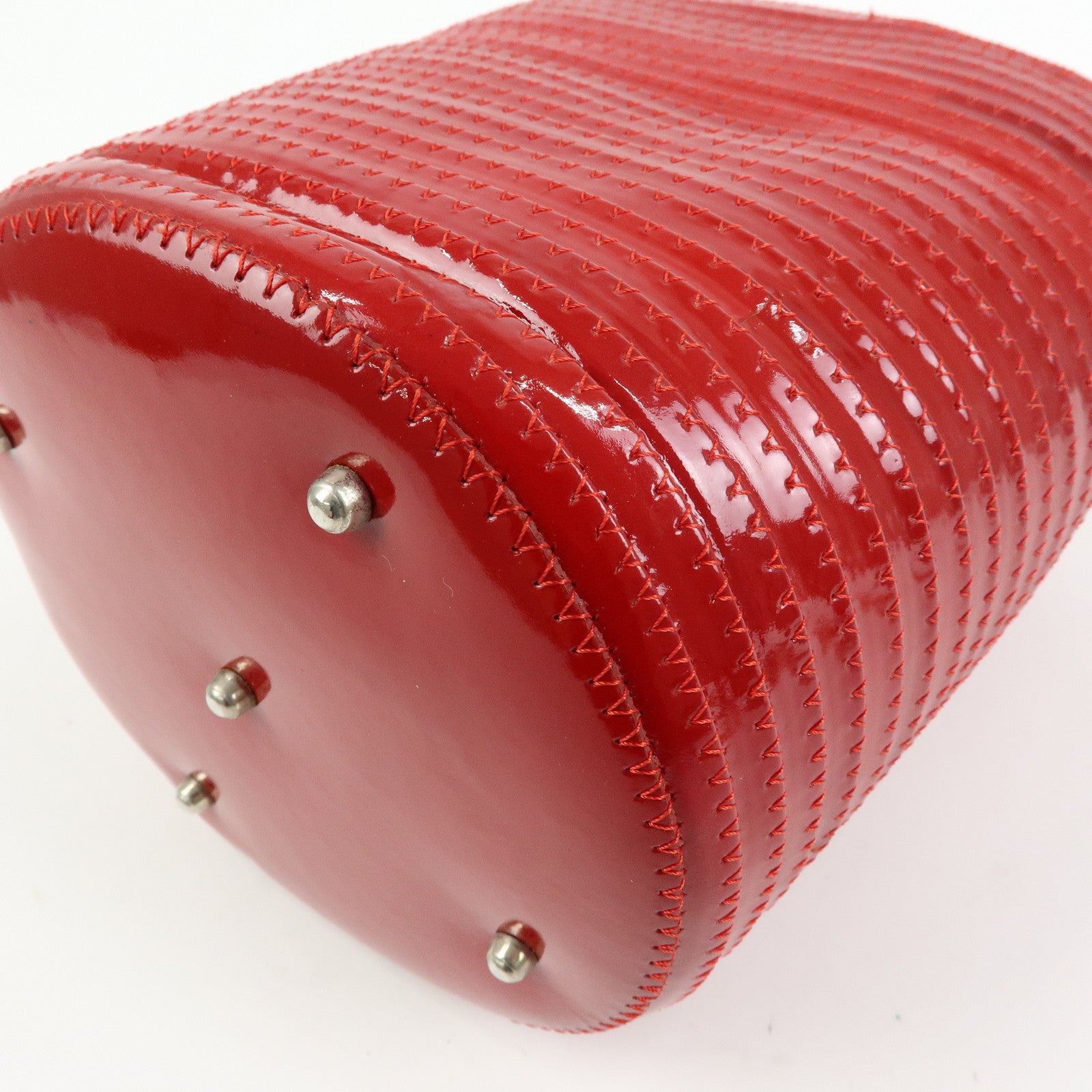 GUCCI Bamboo Patent Leather 2Way Bag Bucket Bag Red 001・01・1722