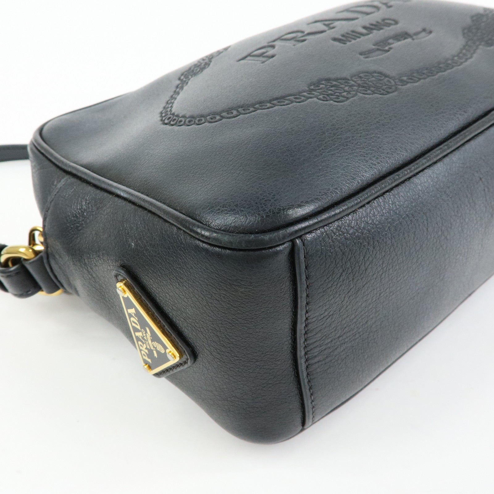 PRADA Triangle Logo Calf Leather Shoulder Bag Crossbody Bag 1BH089