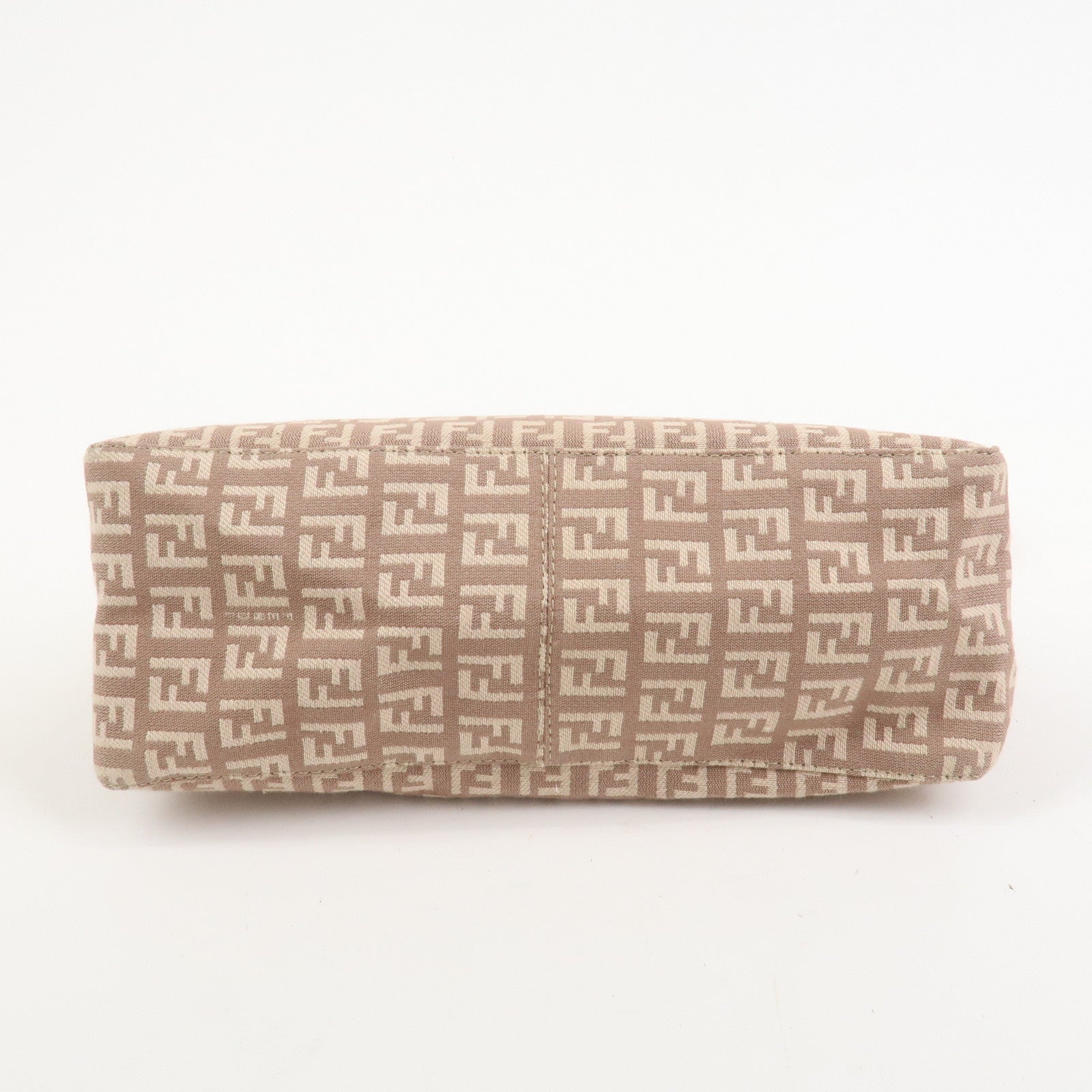 FENDI Zucchino Canvas Leather Shoulder Hand Bag Pink Beige 8BR444