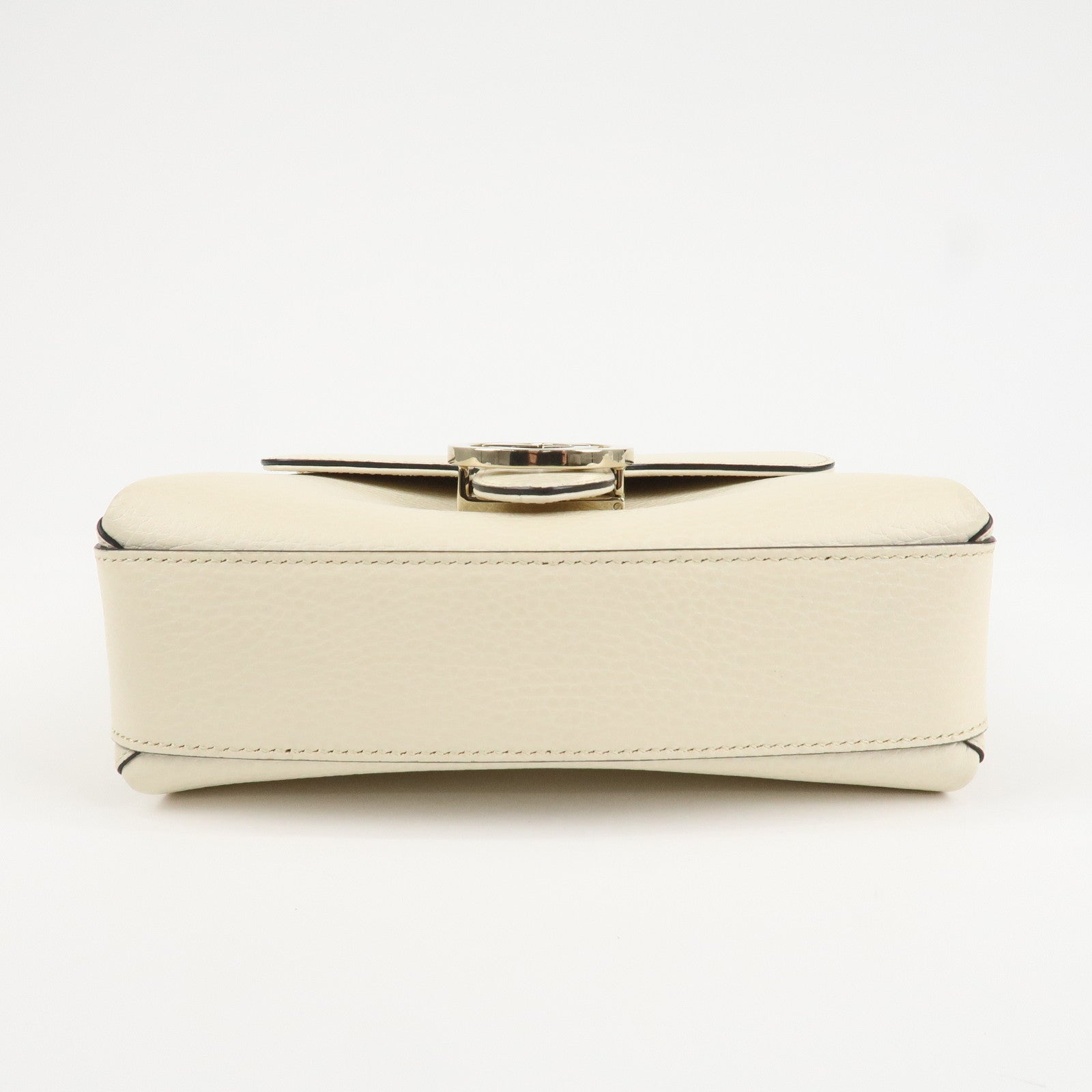 GUCCI Interlocking G Leather Chain Shoulder Bag Ivory Gold 240020 Used