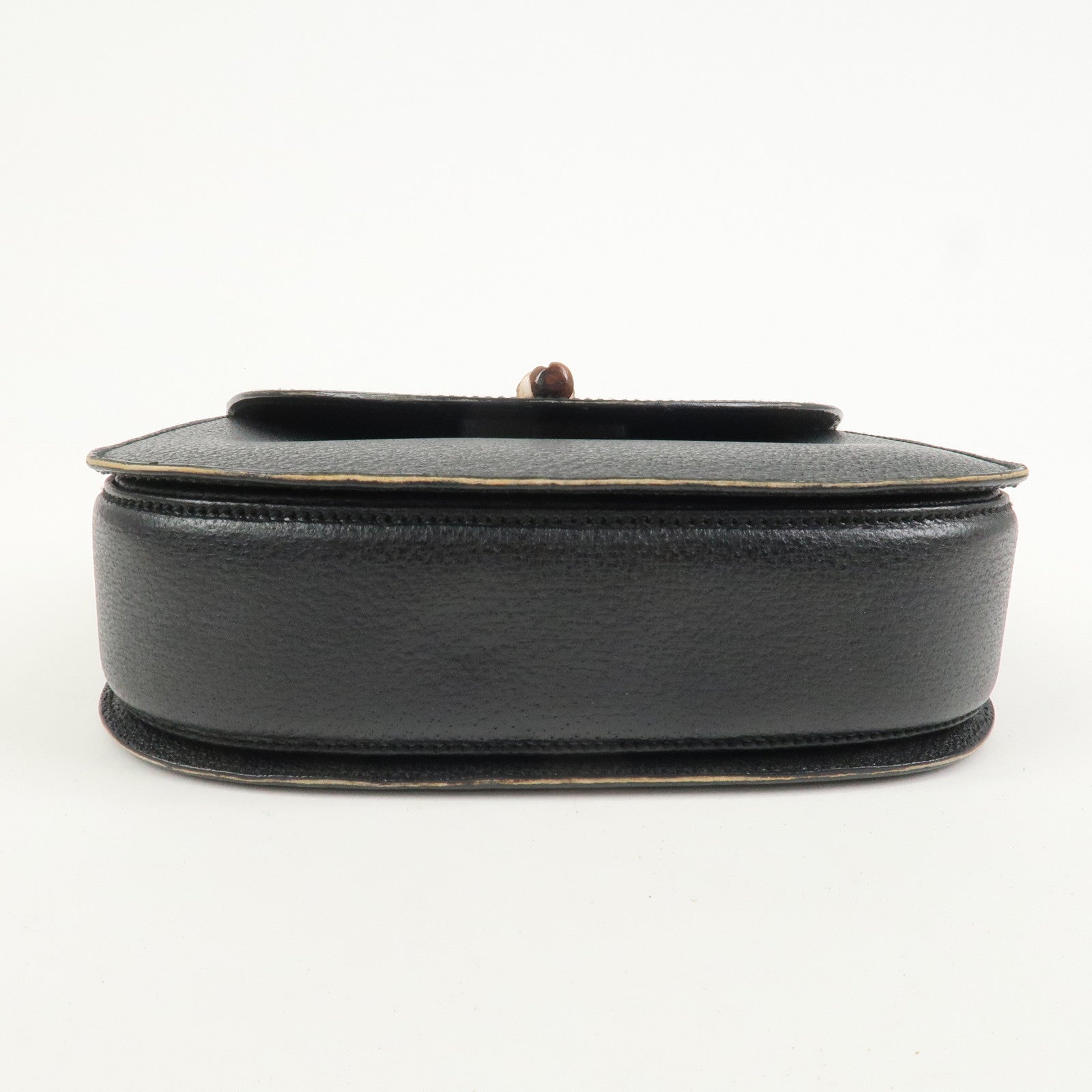 GUCCI Bamboo Leather 2Way Bag Hand Bag Shoulder Bag Black 000・2013