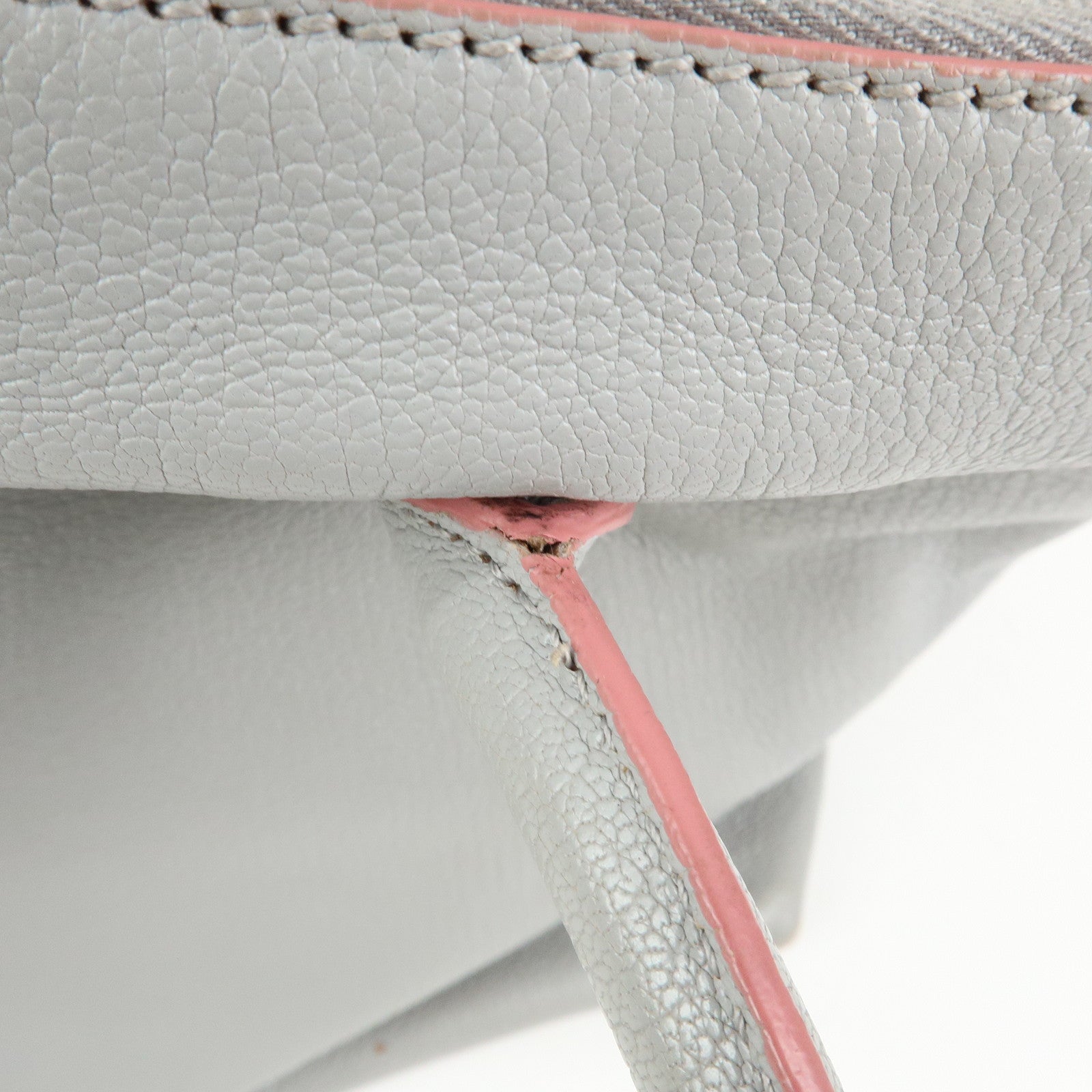 MIU MIU MADRAS Leather 2Way Bag Hand Bag Shoulder Bag Gray 5BB015