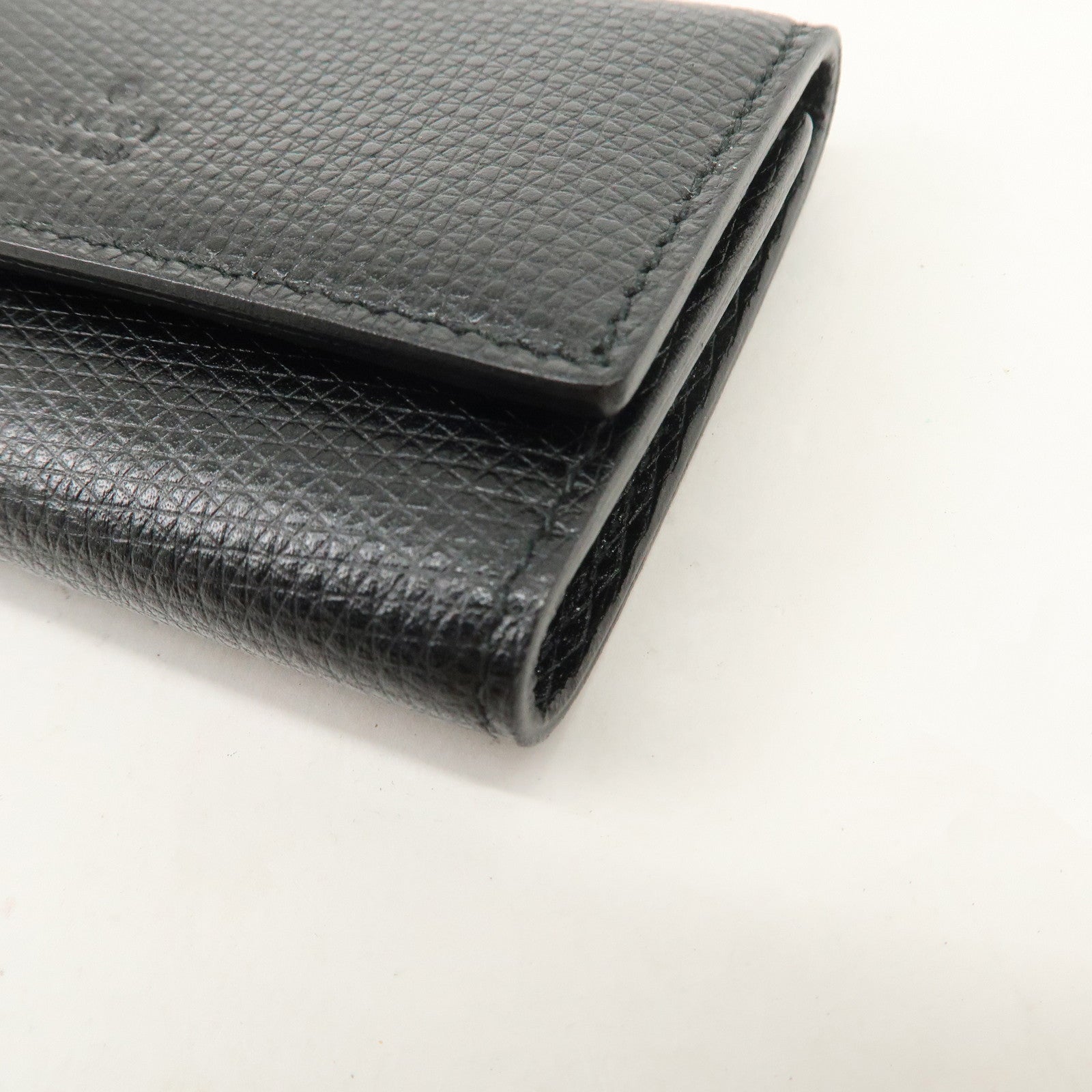 GUCCI Logo Leather 6 Rings Key Case Black 04579