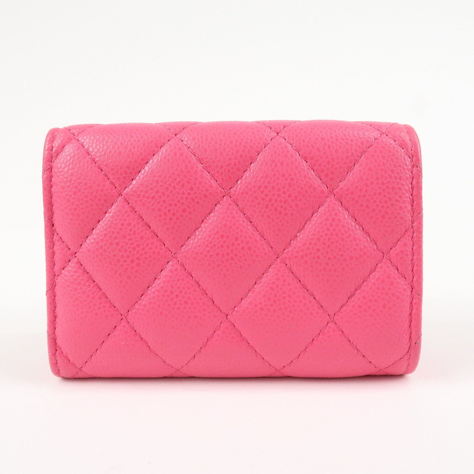 CHANEL Matelasse Caviarskin Classic Small Flap Wallet Pink AP0230 Used